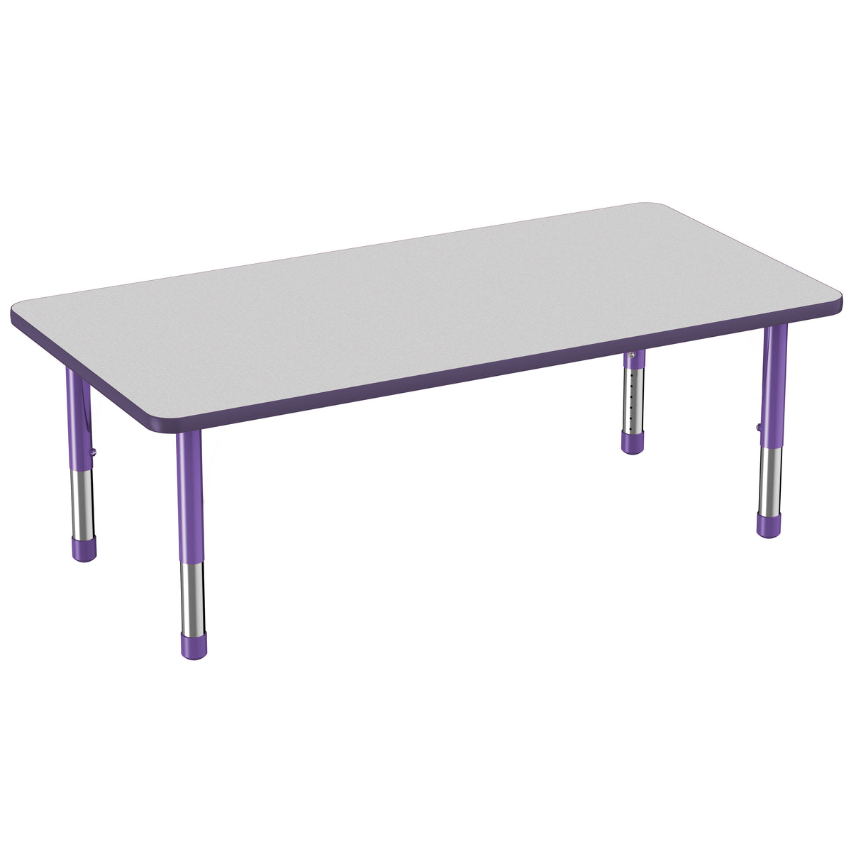 30" x 60" Rectangle T-Molding Activity Table with Adjustable Chunky Legs - Gray/Purple