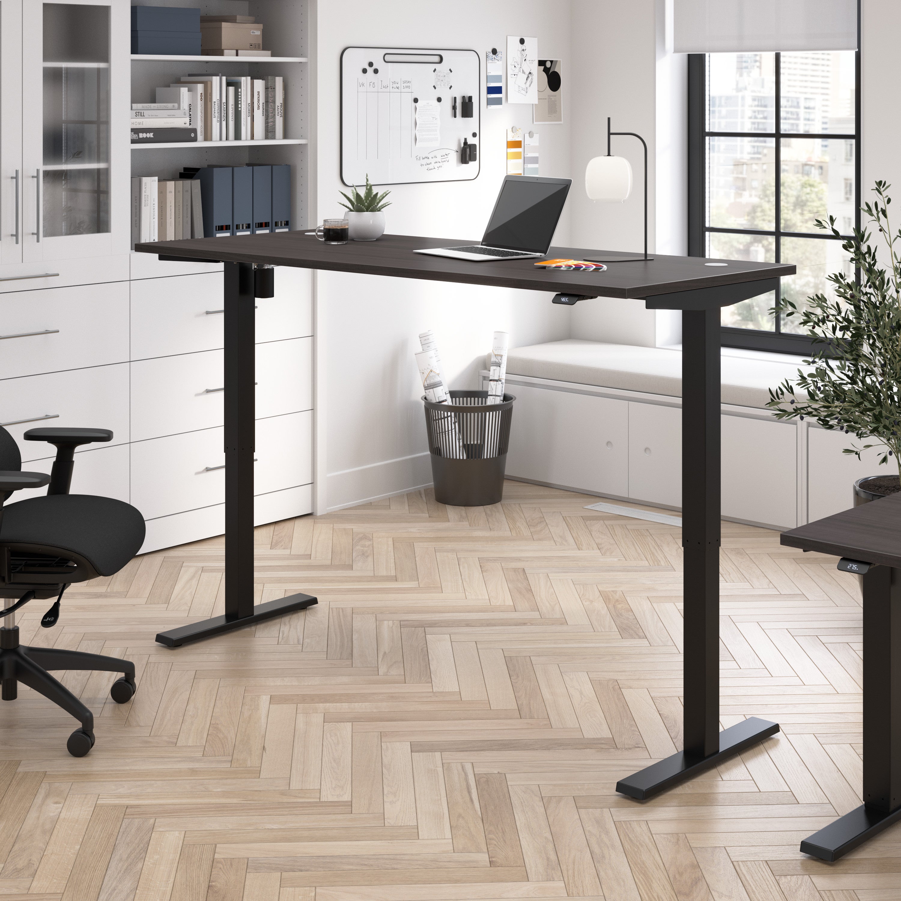 Bush Business Furniture Move 40 Series 72W x 30D Electric Height Adjustable Standing Desk in Storm Gray with Black Base - 71.02" Width x 29.37" Depth x 28.17" Height