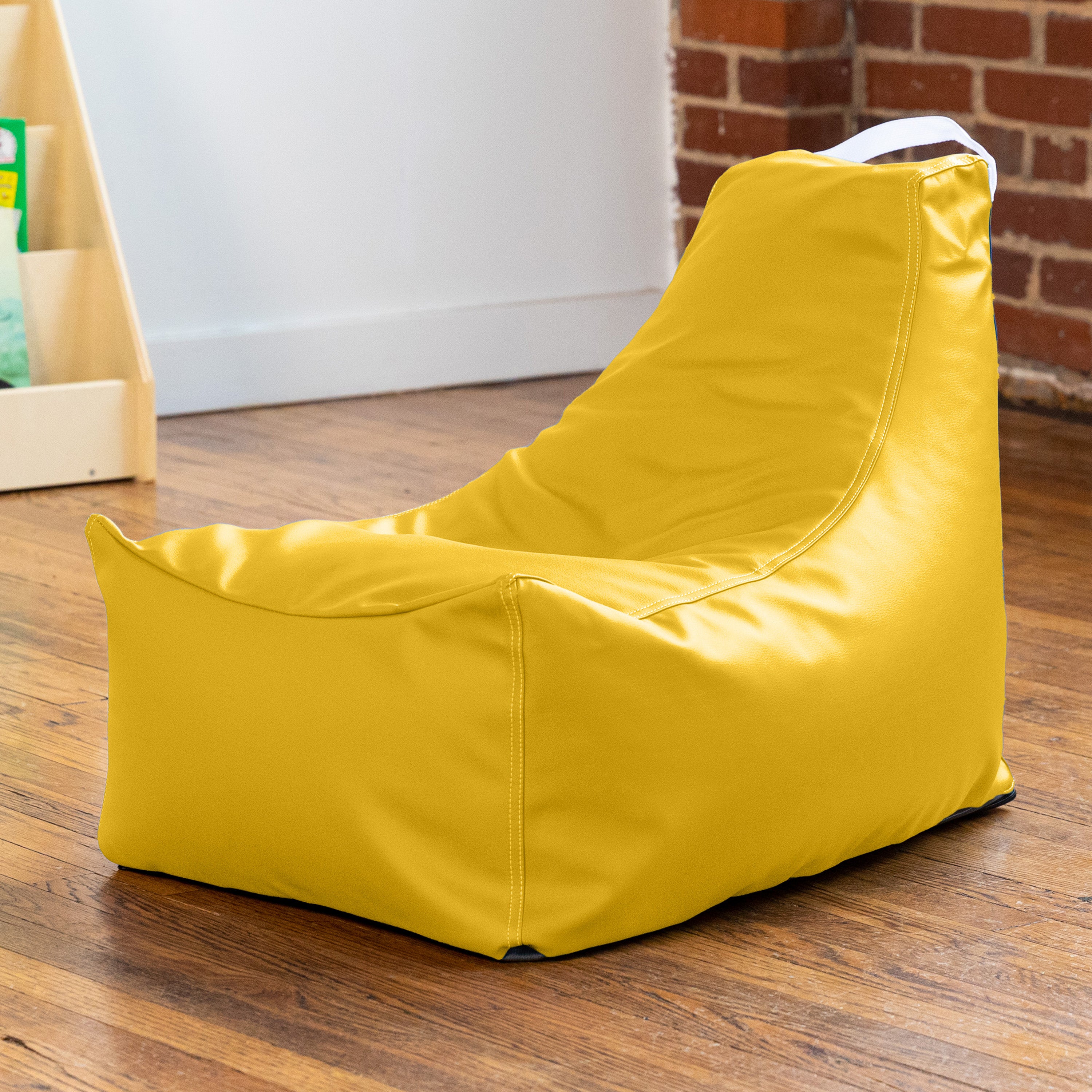 Jaxx Pezzi Jr Kids Classroom Bean Bag Chair, Premium Vinyl, Yellow
