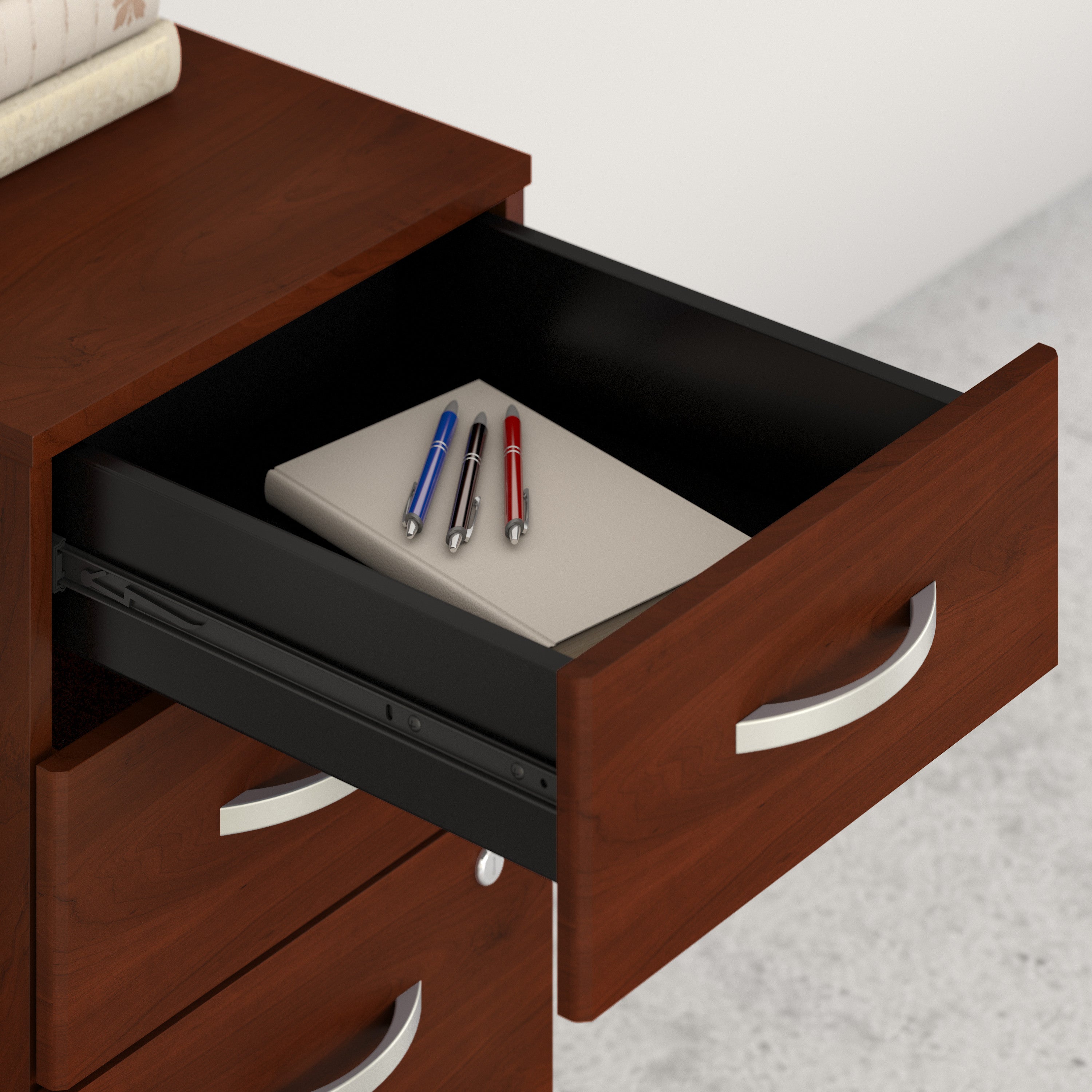Bush Business Furniture Studio C 3 Drawer Mobile File Cabinet in Hansen Cherry - 15.71" Width x 20.2" Depth x 27.79" Height