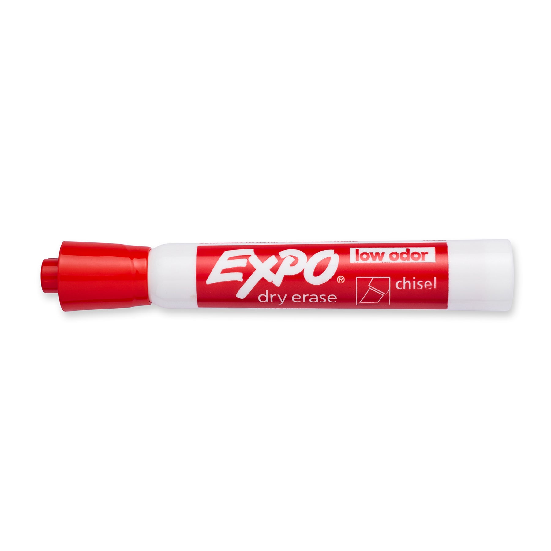 Low-Odor Dry Erase Markers, Chisel Tip, Red, Box of 12