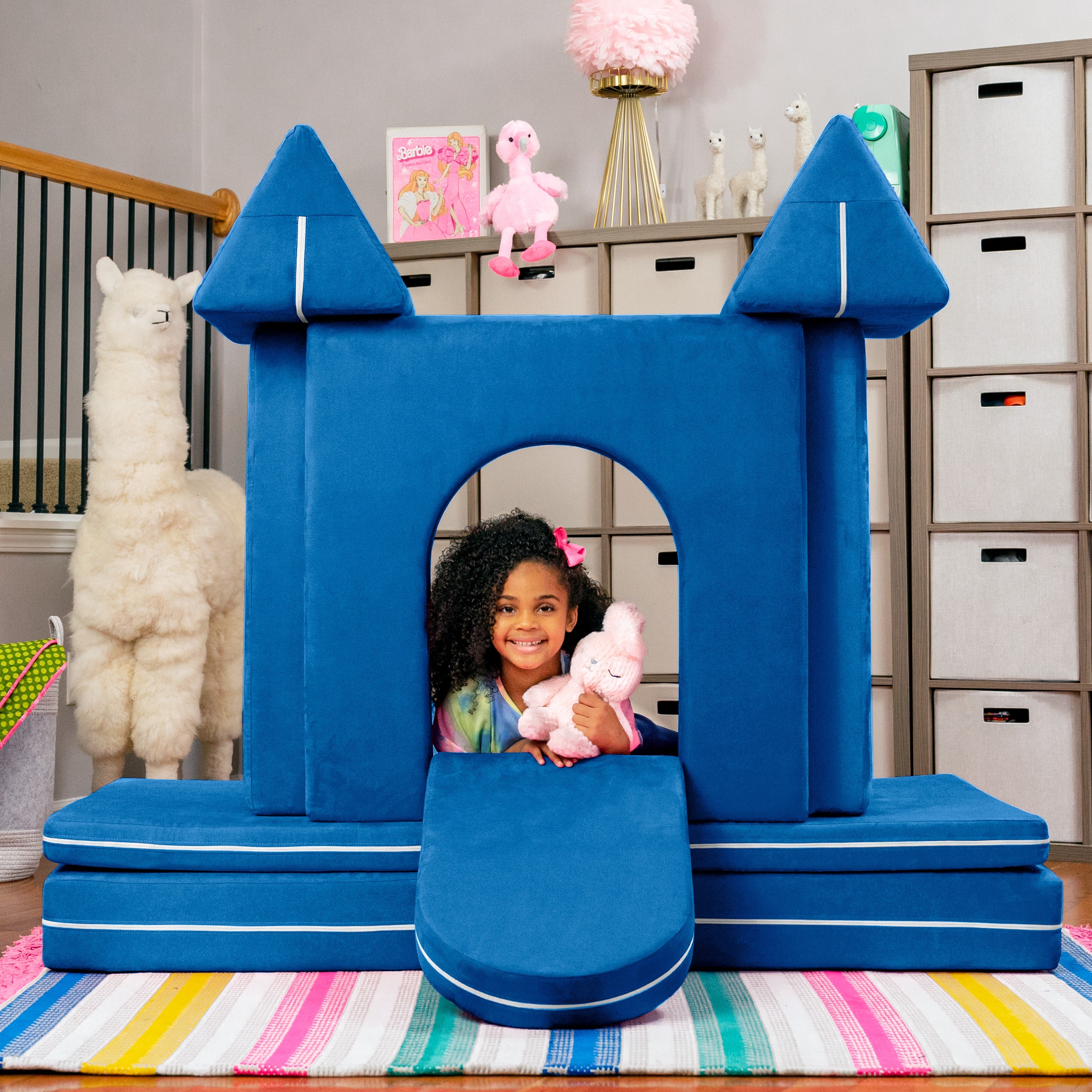 Jaxx Zipline Playscape Castle Gate - Playtime Furniture for Imaginative Kids, Blueberry