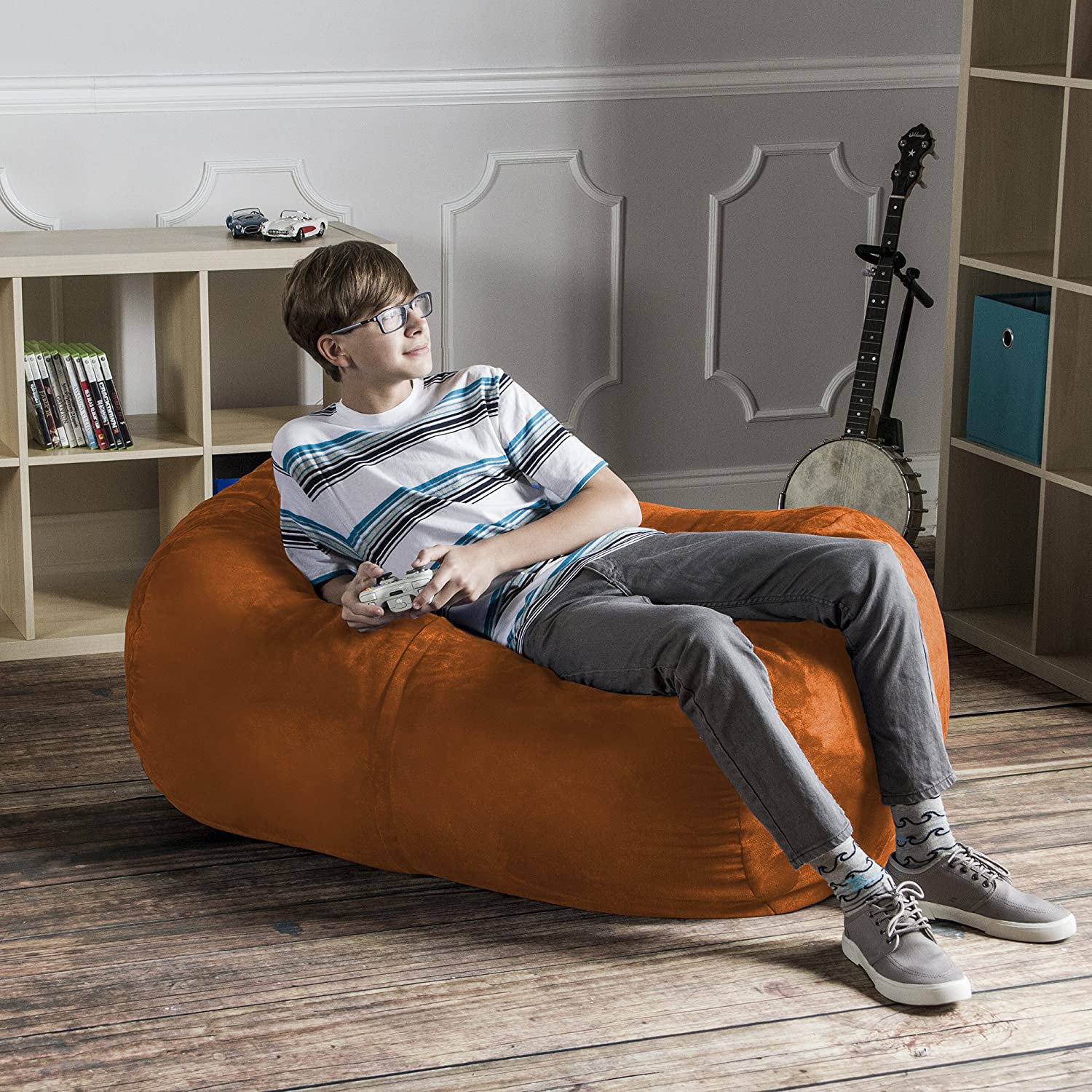 Jaxx Sofa Saxx 4-foot Bean Bag Lounger, Mandarin
