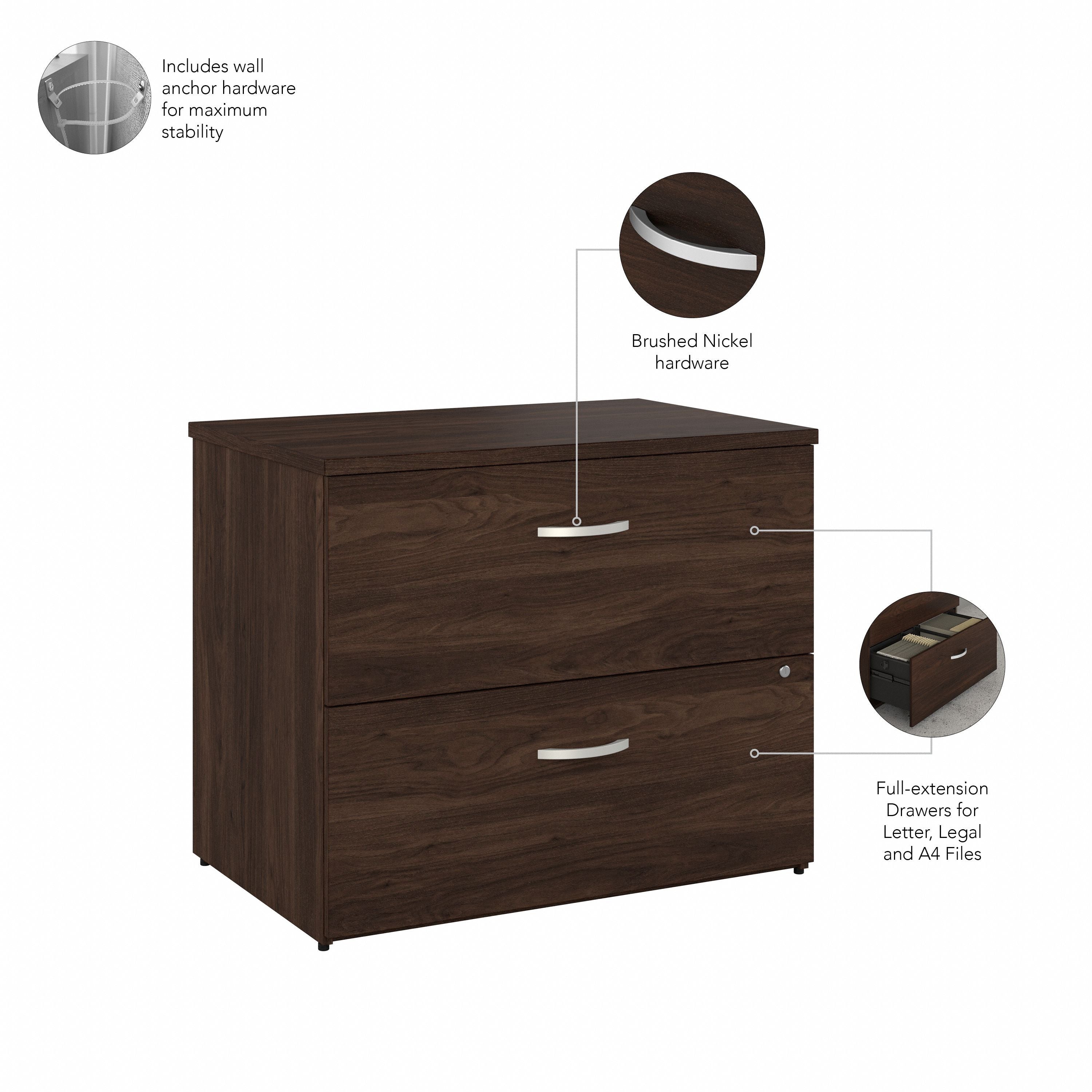 Bush Business Furniture Studio C 2 Drawer Lateral File Cabinet in Black Walnut - 35.67" Width x 23.35" Depth x 29.84" Height