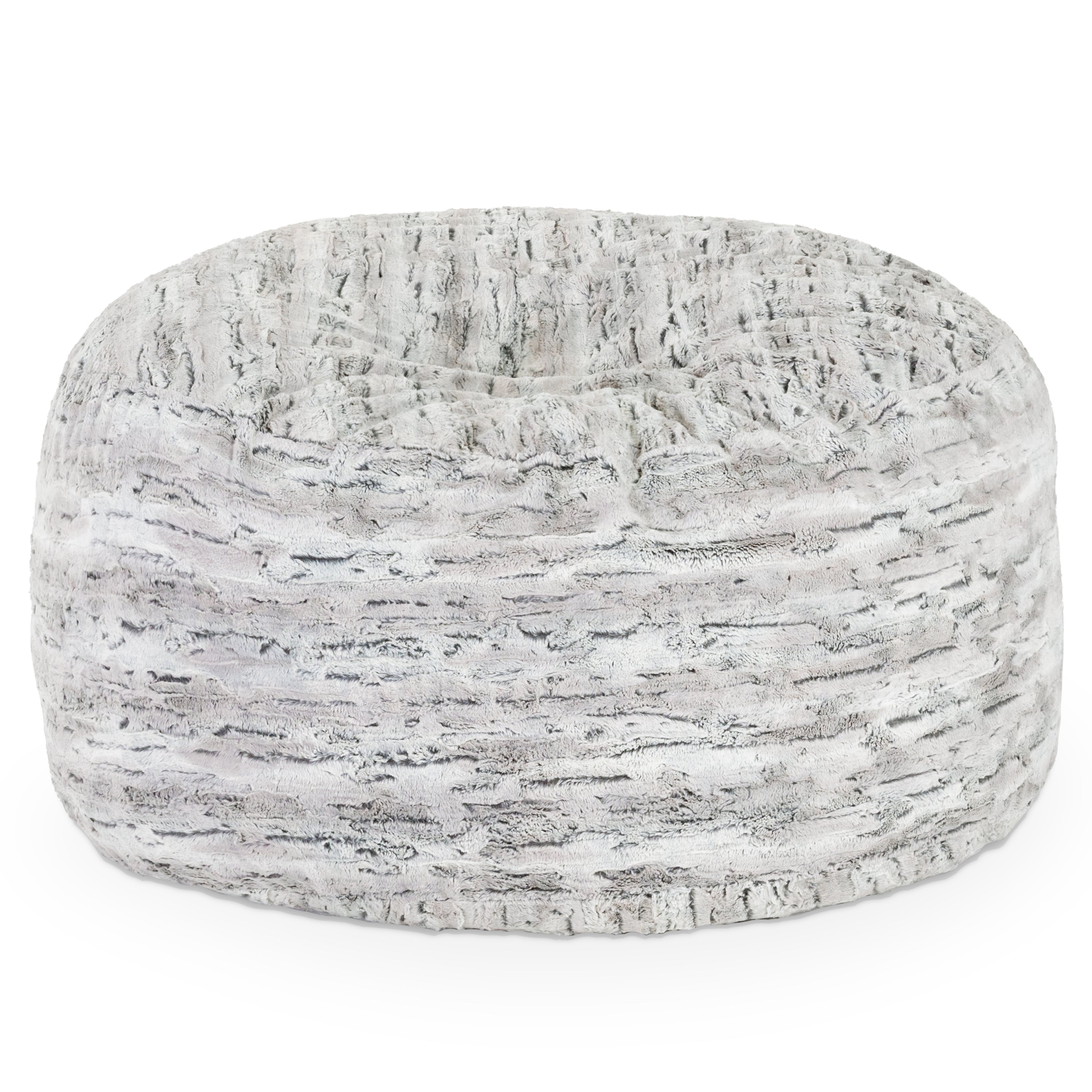 Jaxx 5 Foot Saxx Bean Bag Chair For Adults - Luxe Faux Fur, Silver Fox