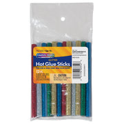 Hot Glue Sticks, 6 Assorted Glitter Colors, 4" x 0.31", 12 Pieces