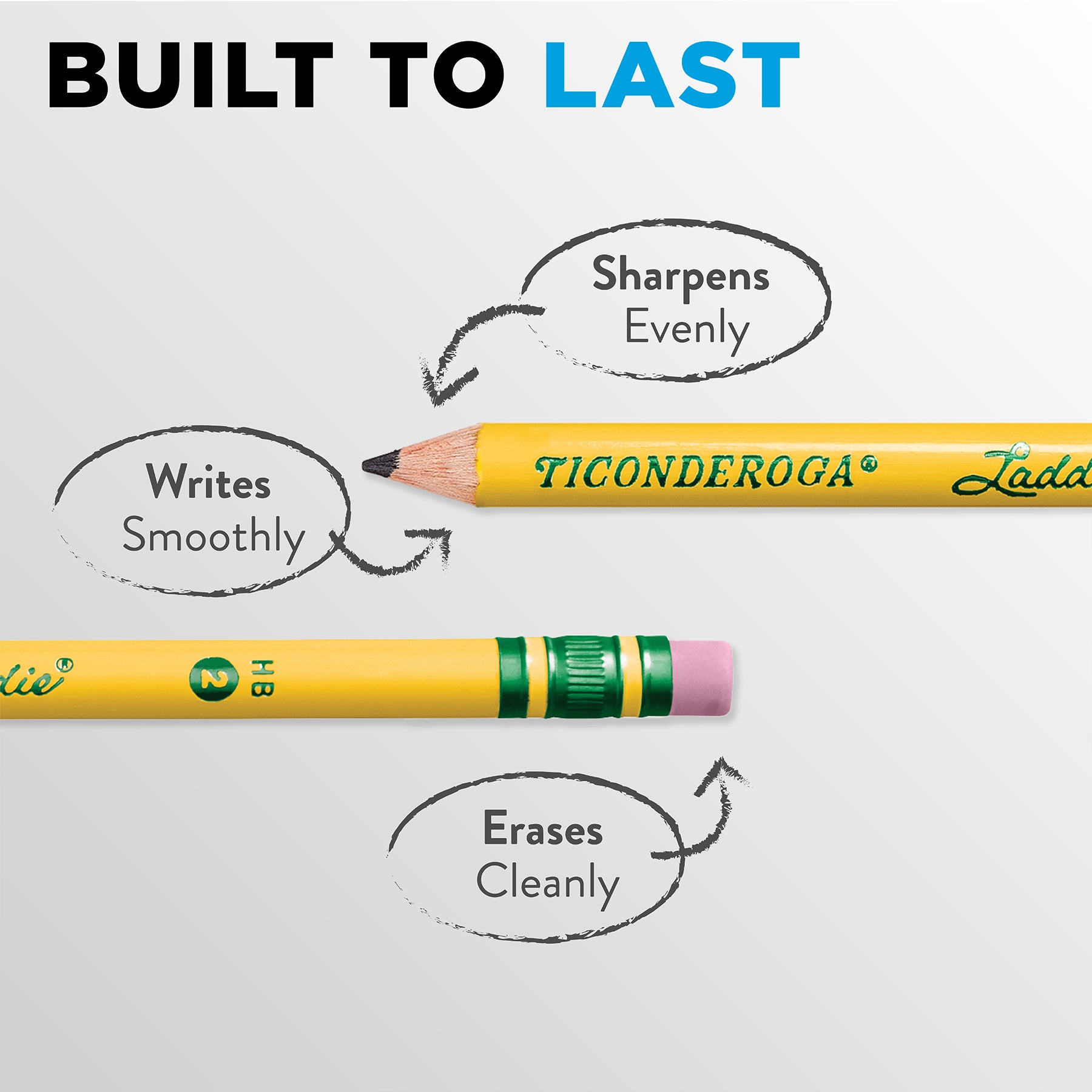 Laddie® Wood-Cased Pencils, #2 HB Soft, Yellow, 12 Ct