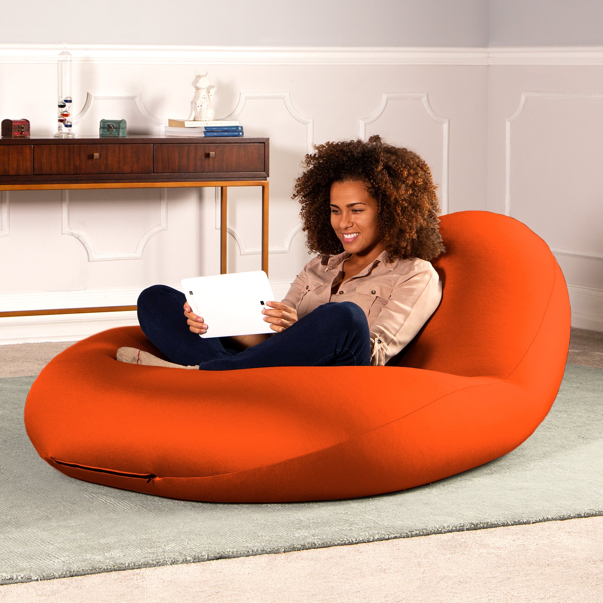 Nimbus Spandex Bean Bag Chair, Large, Orange
