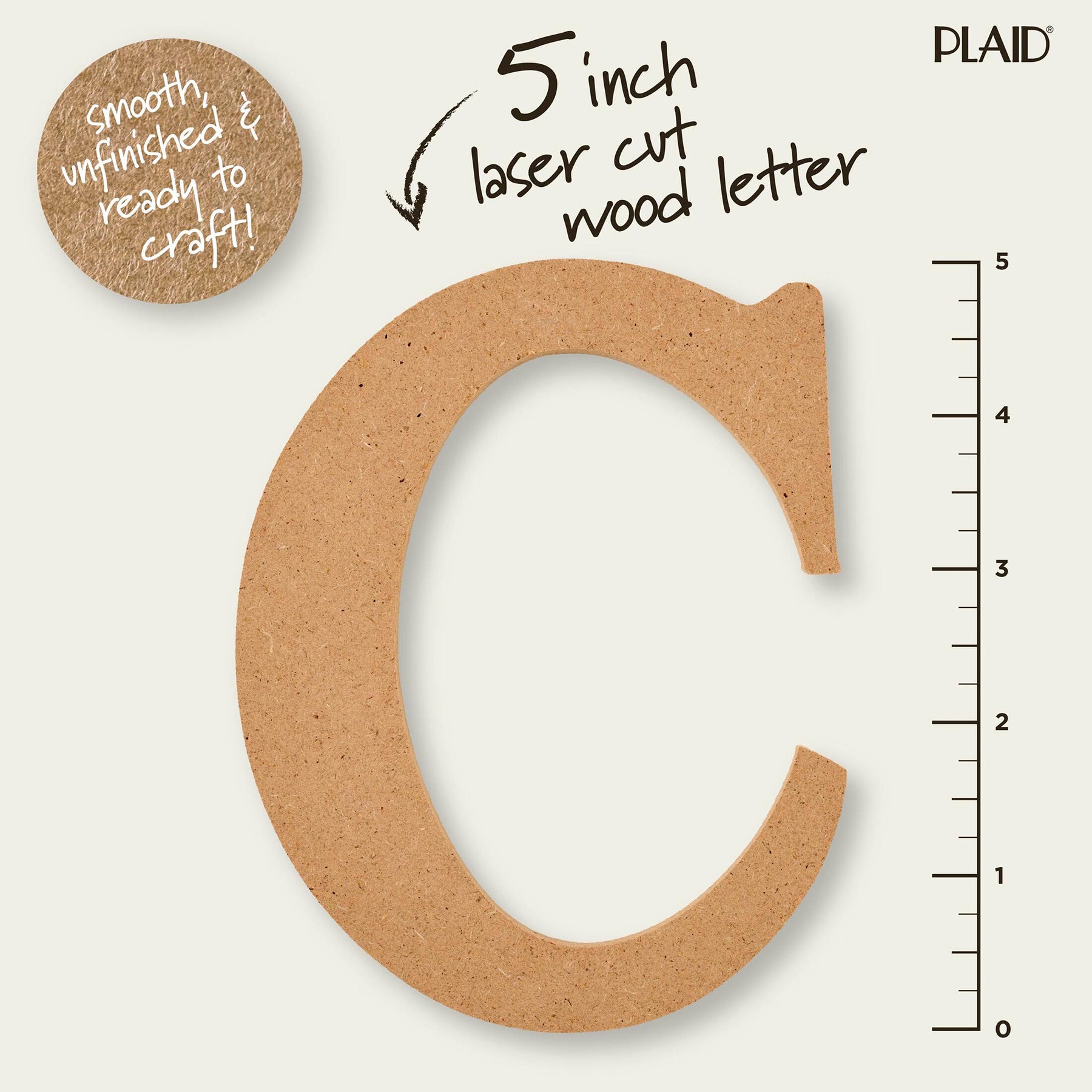 MDF Letter, C, 5 Inch