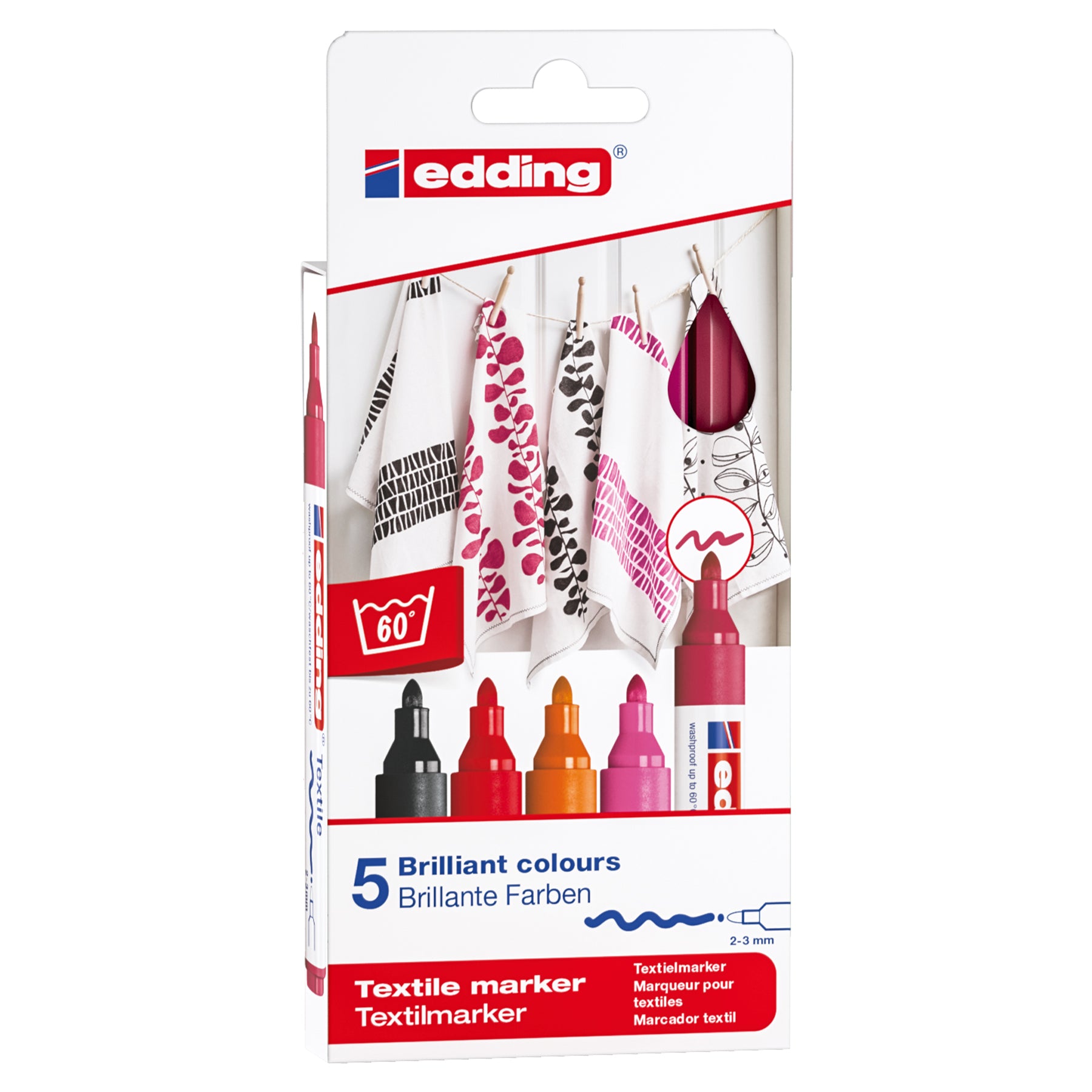 edding 4500 Textile Marker - Set of 5 - Warm
