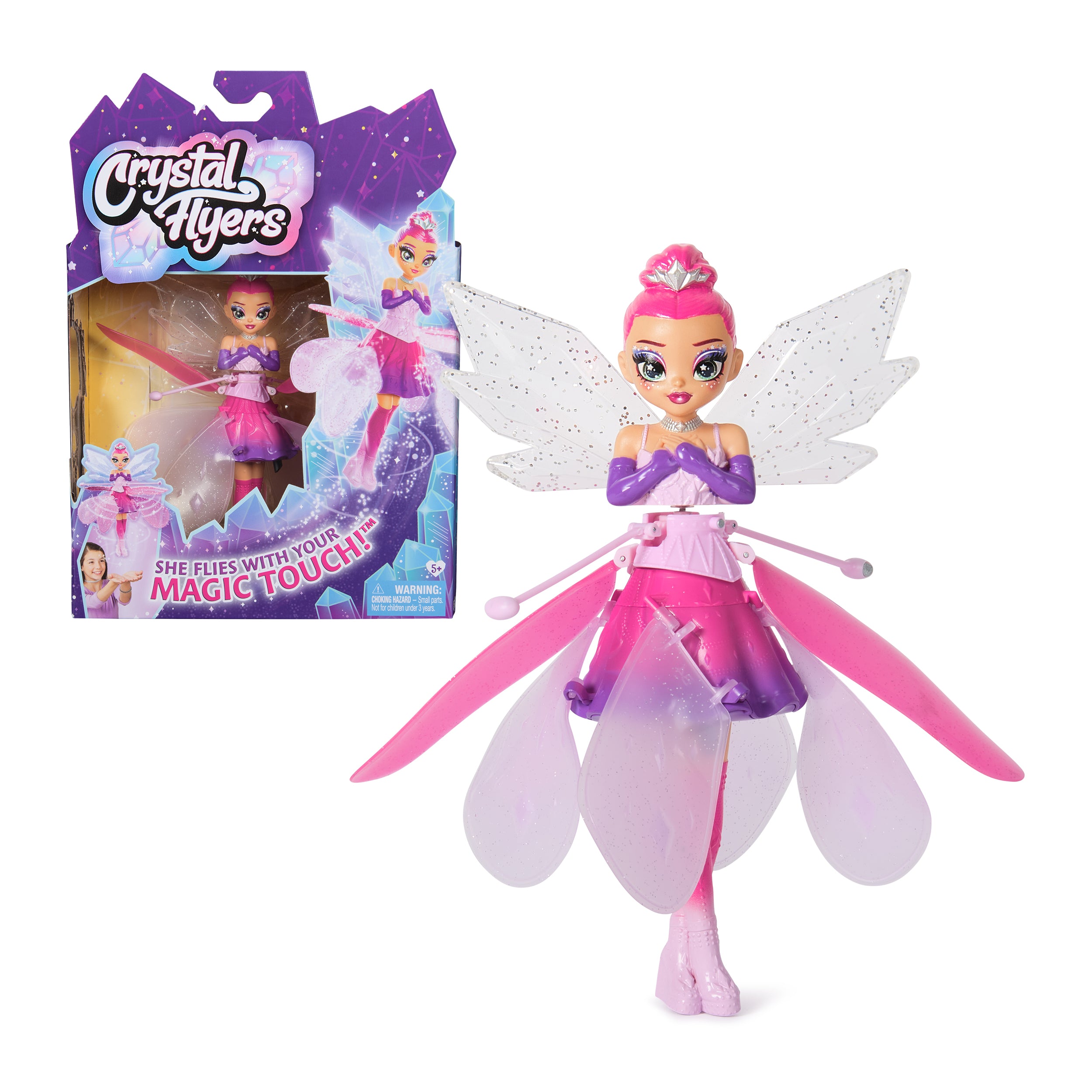 Crystal Flyers, Magical Flying Doll with Crystal Wings, Interactive Kids Toys for Ages 5 and up