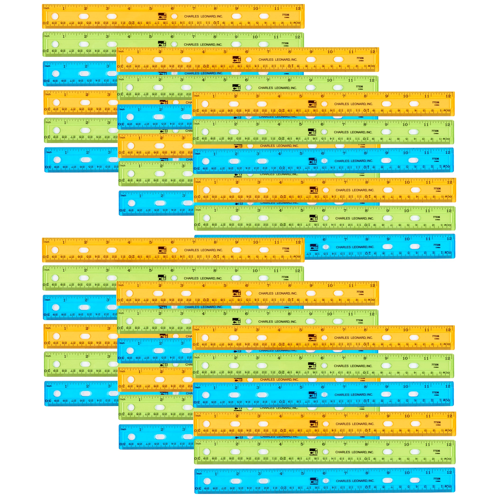 Translucent Plastic Ruler, 12-Inch, Assorted Colors, Pack of 36
