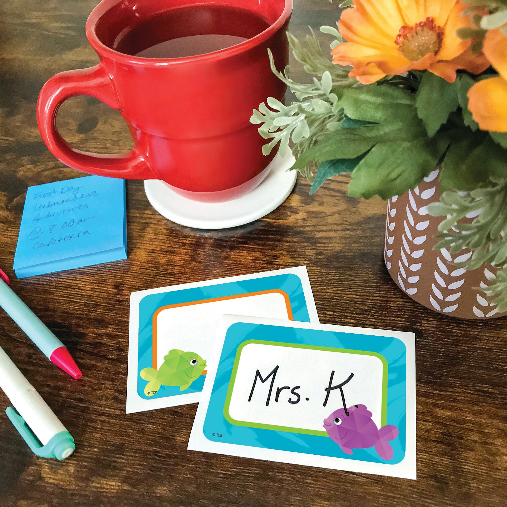 Colorful Fish Name Tags/Labels - Multi-Pack, Pack of 36