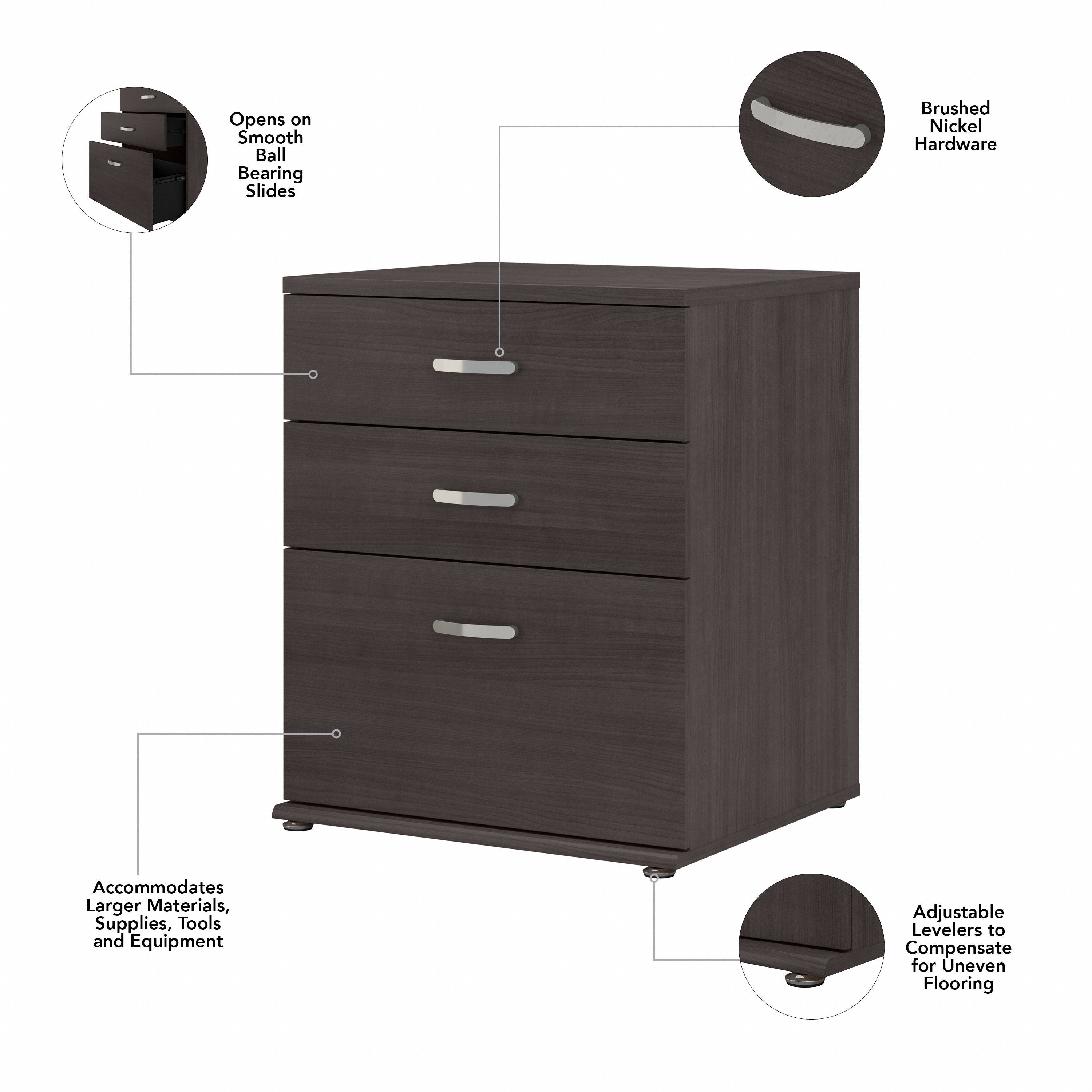 Bush Business Furniture Universal Floor Storage Cabinet with Drawers in Storm Gray - 28.35" Width x 24.69" Depth x 33.98" Height