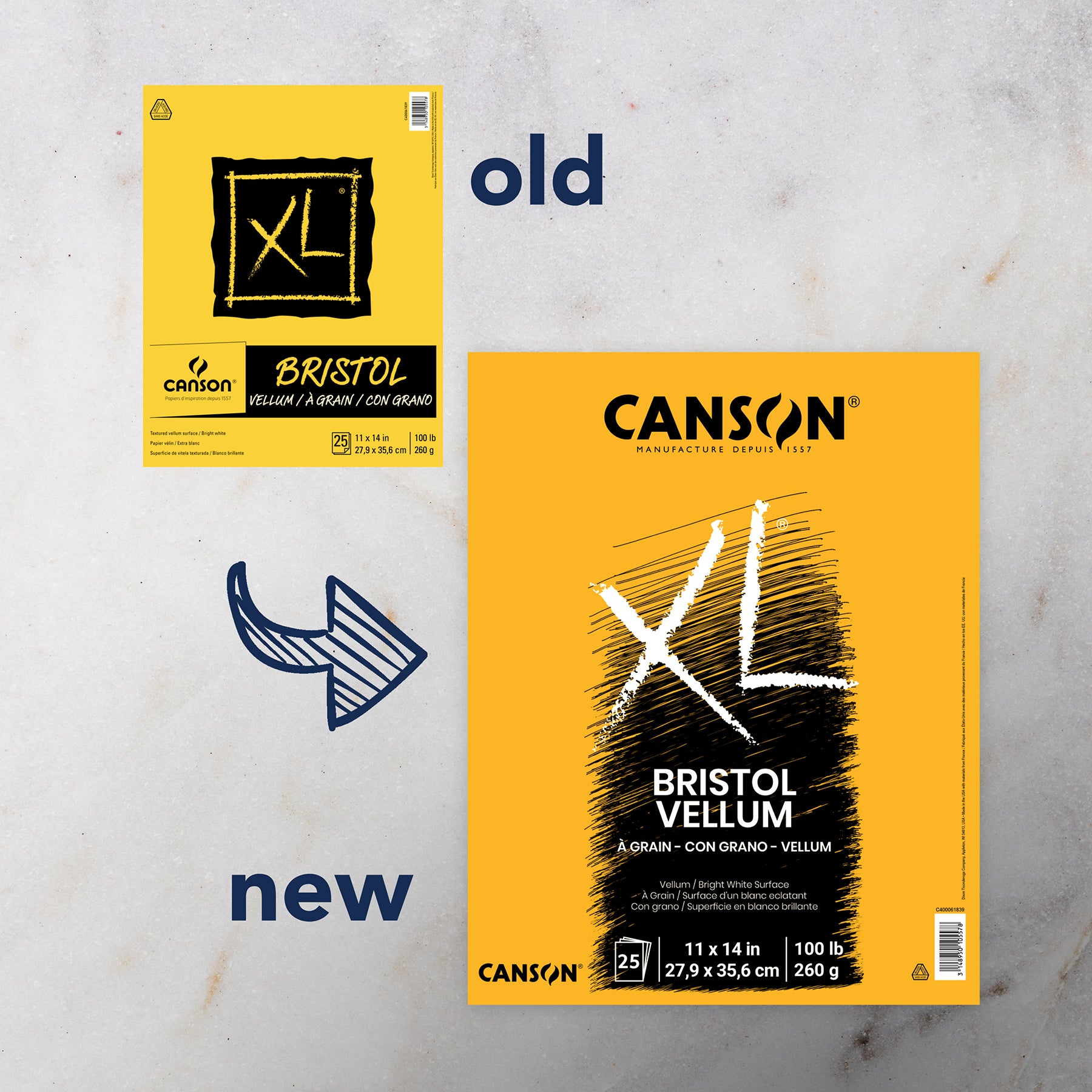 XL Series Bristol Pad, Vellum Finish, Foldover Binding, 25 Sheet, 11x14 inch, 1 Count