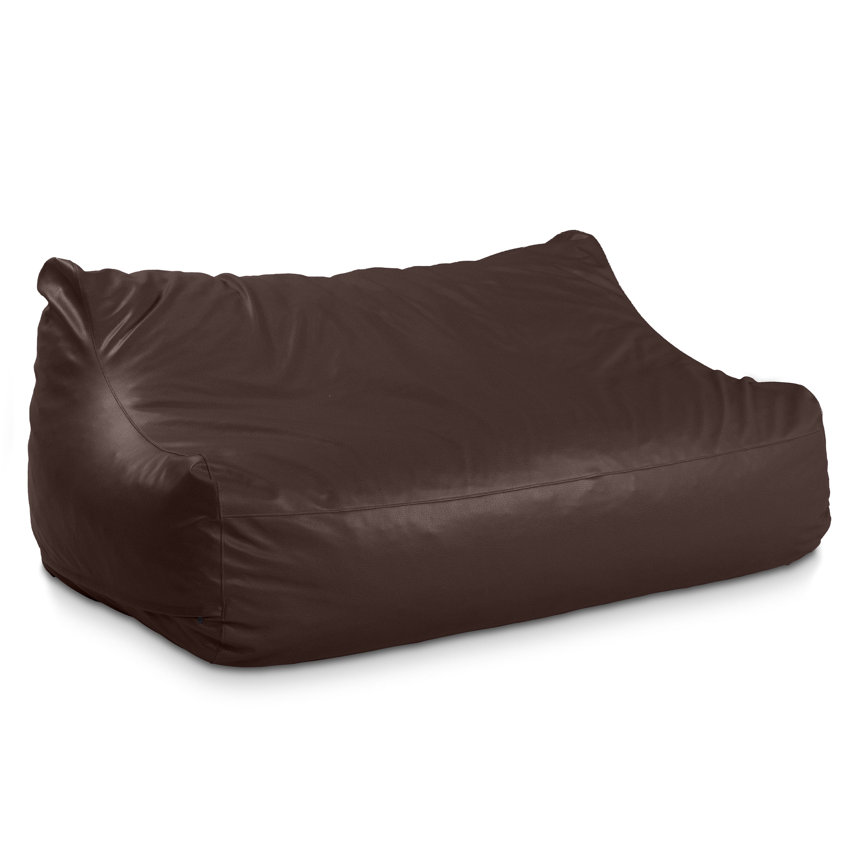Atrium Collection Lozia Loveseat - Large Foam Bean Bag Sofa for Home Theaters, Offices, Schools, Reception & Waiting Rooms - Faux-Leather - Chocolate