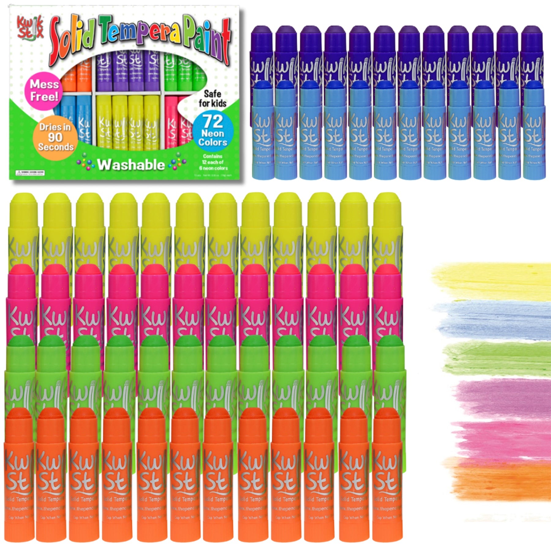 Tempera Paint Sticks Classpack, Neon Color, Pack of 72