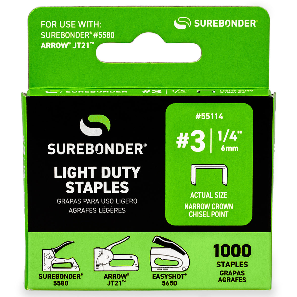 (5 PK) NO3 ARW LGHT DTY 1/4 STAPLES