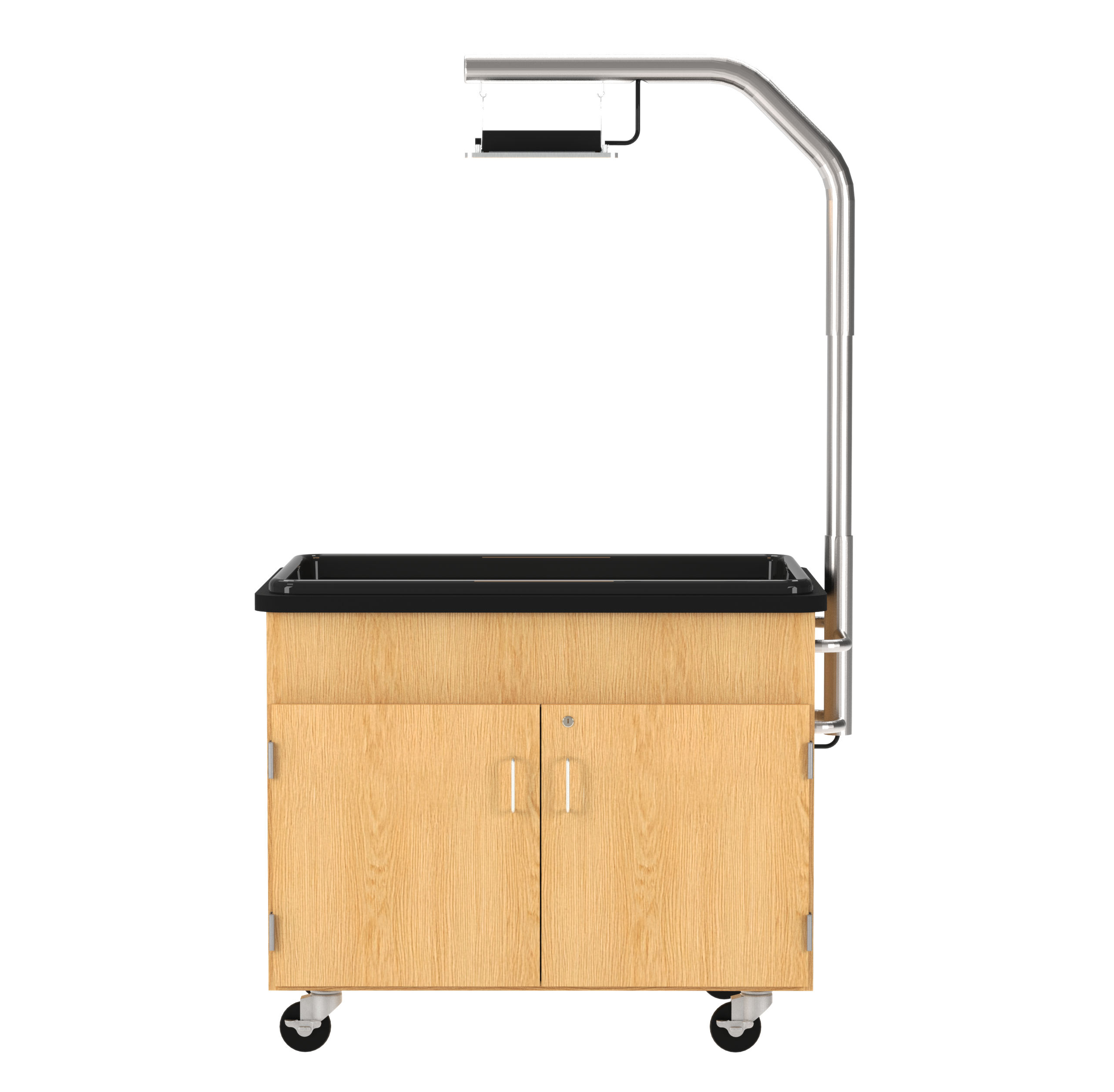Hydroponics Growing Center, Oak, Silver Metal