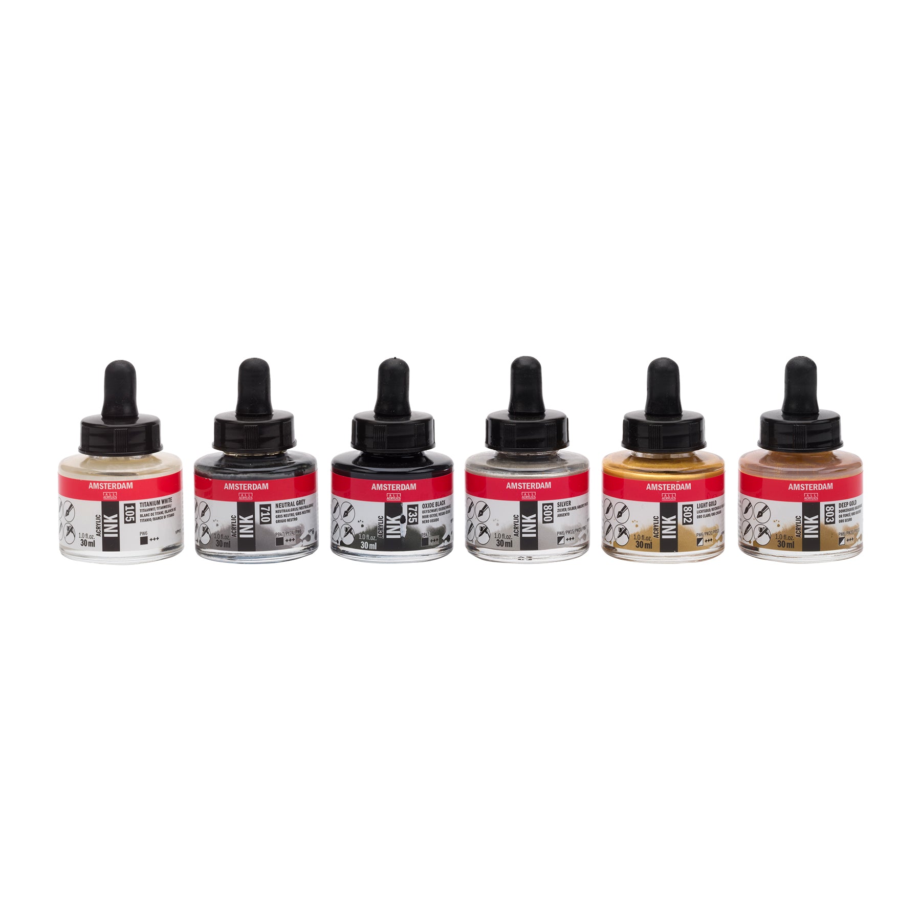Acrylic Ink Lettering Set, 6 x 30 mL