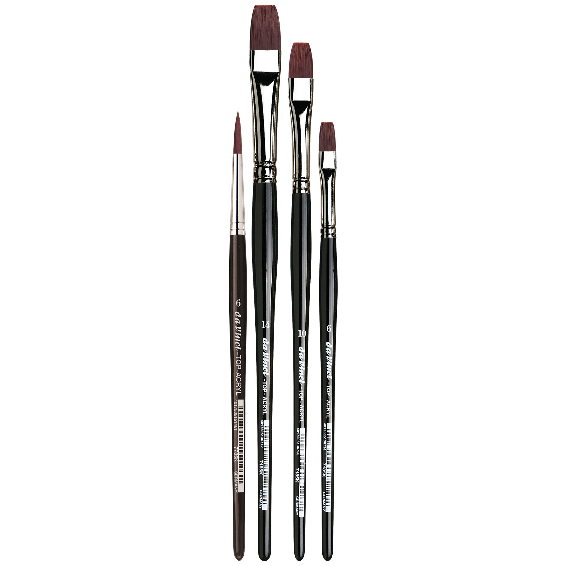 TOP-ACRYL Red-Brown Brushes, Synthetic, Oil & Acrylic, 4 Brush Set