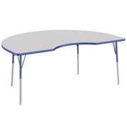 48" x 72" Kidney Thermofused Activity Table with Adjustable Standard Swivel Glide Legs - Gray/Blue