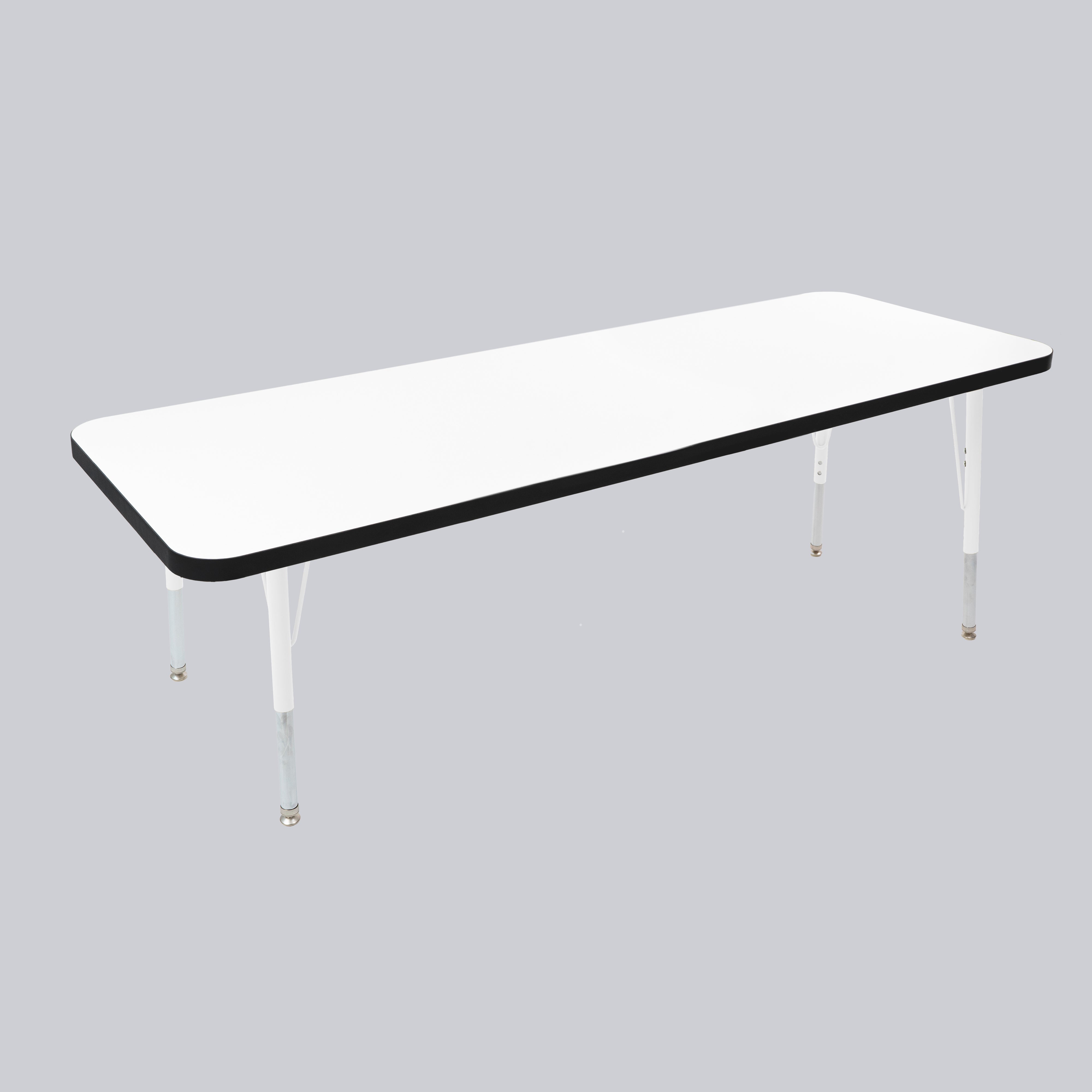 24" x 60" Rectangle Thermofused Activity Table with Adjustable Standard Swivel Glide Legs - White/Black/White
