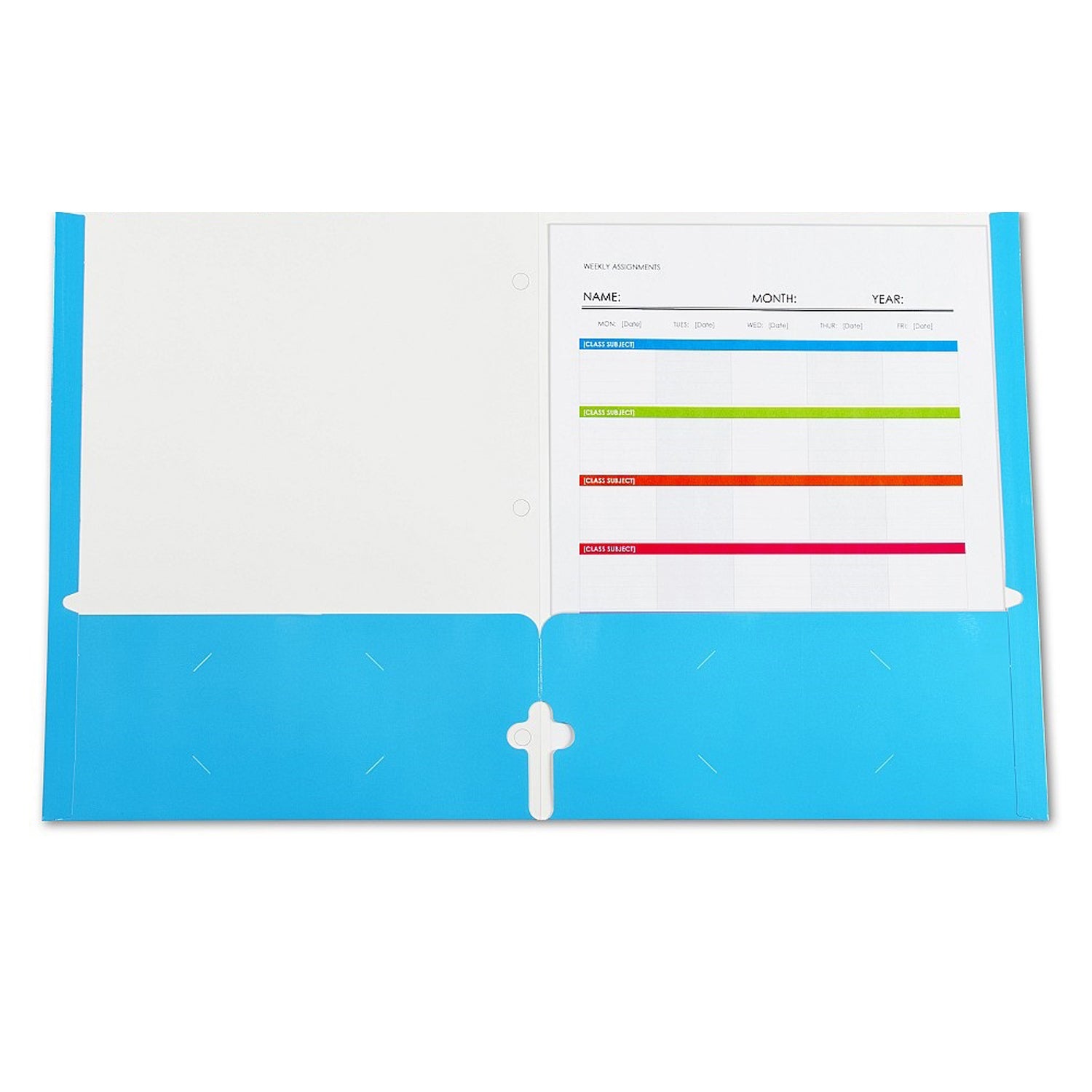 2-Pocket Laminated Paper Portfolios with 3-Hole Punch, Blue, Box of 25