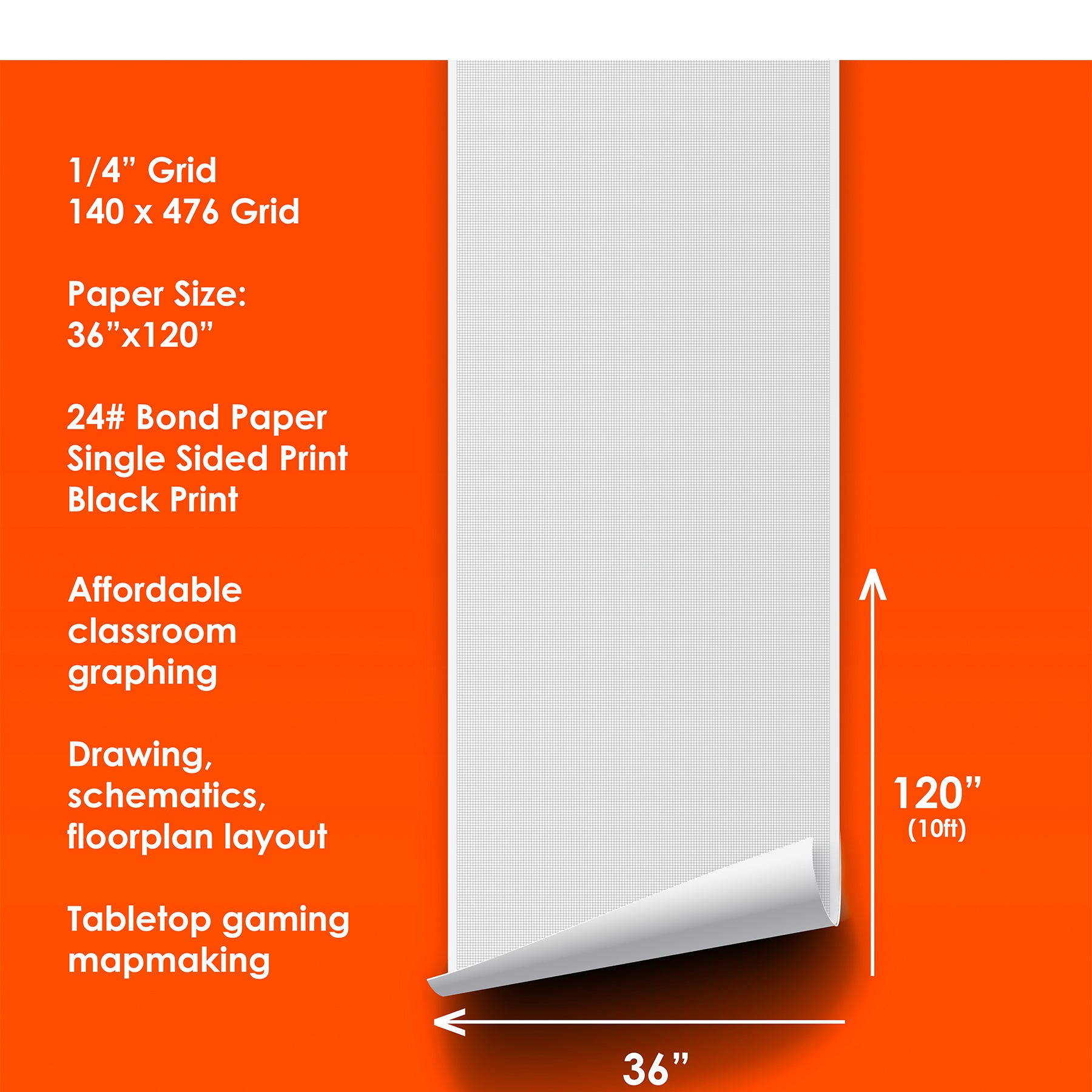 1/4IN BLACK GRAPH PAPER ROLL