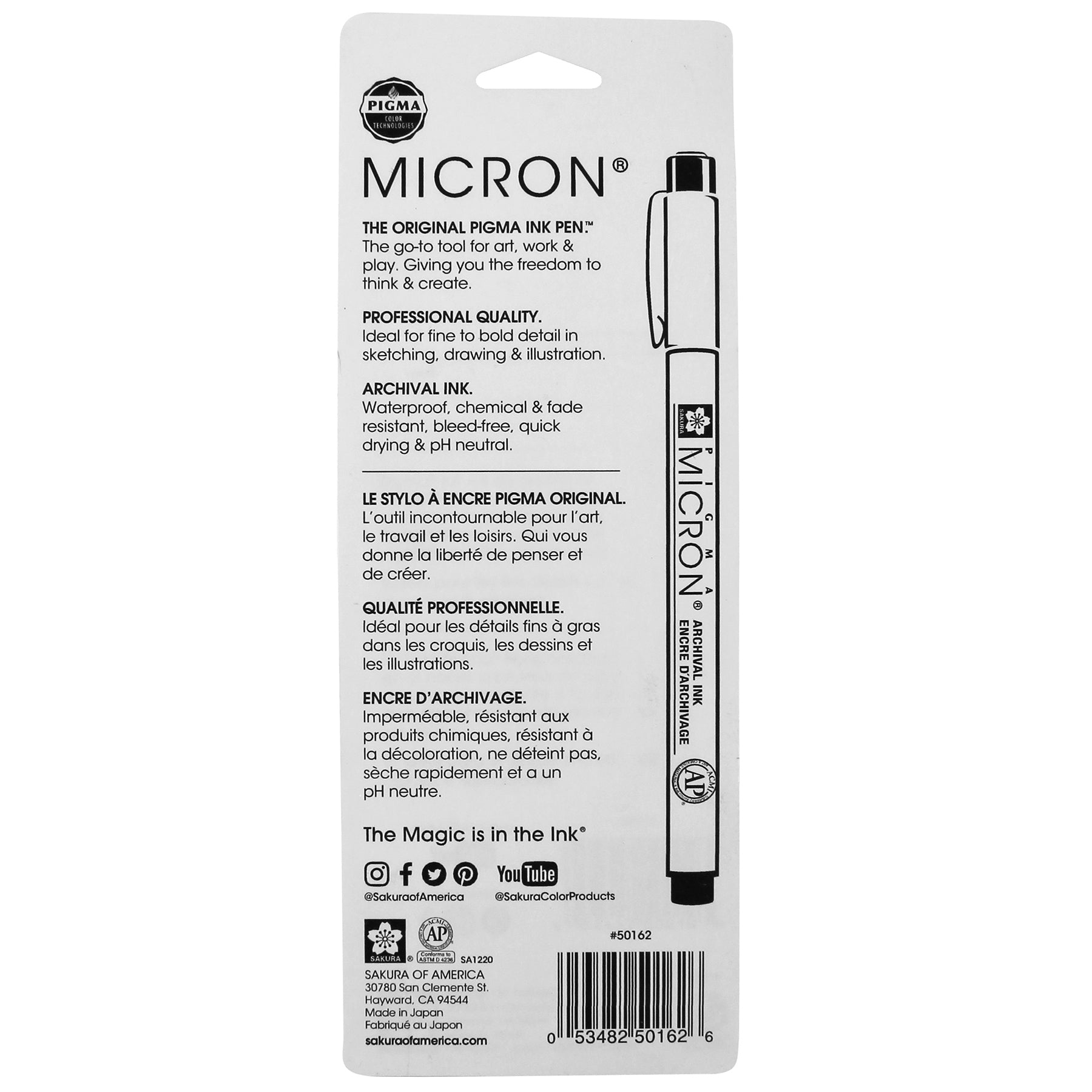 Pigma Micron Pens, Light Cool Gray, Assorted Sizes, 3-Piece Set, Blister Card