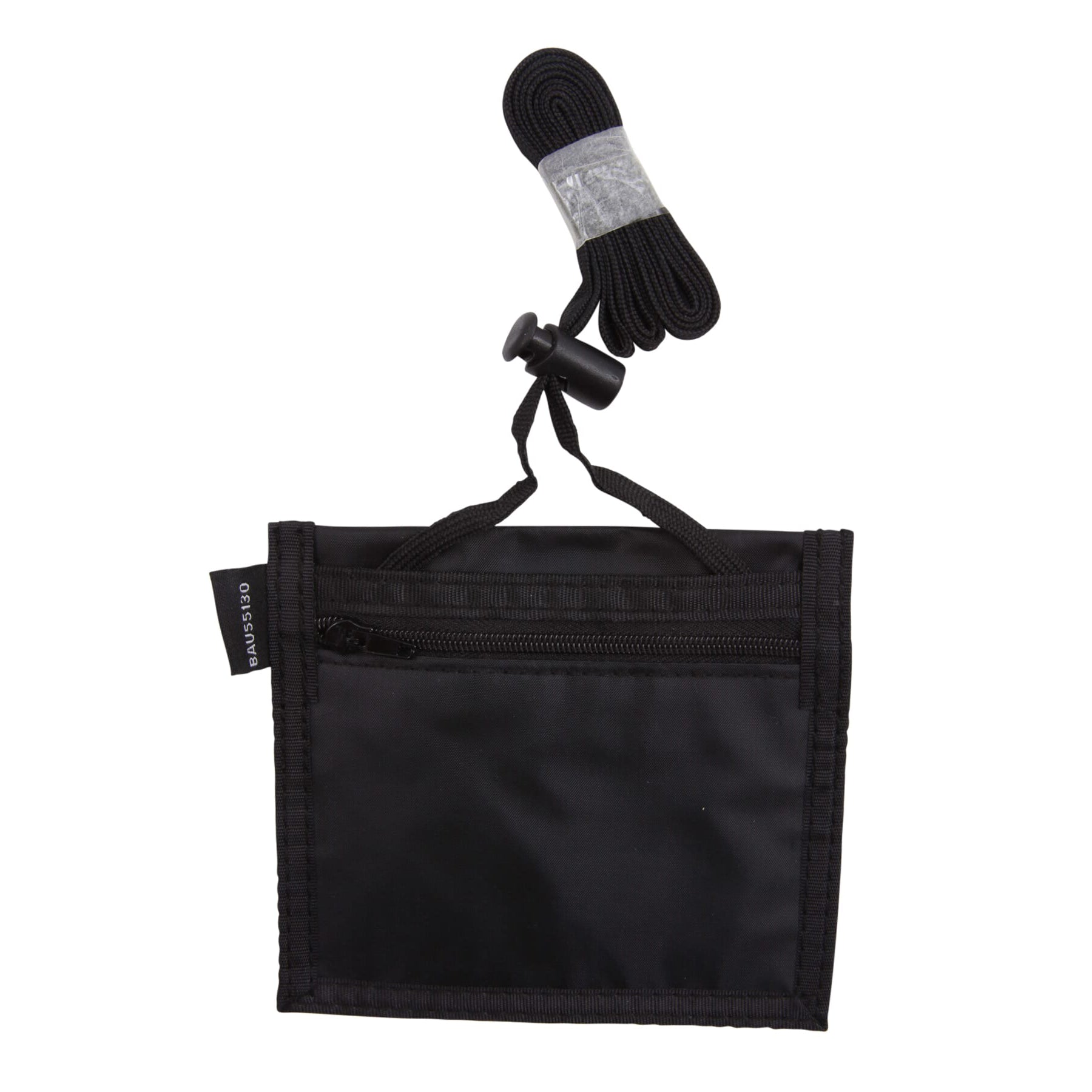 Convention ID Neck Pouch Badge Holder, Horizontal, Adjustable Cord, 3" x 4" Insert, Black
