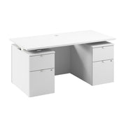 Bush Business Furniture Stratus&nbsp;60W x&nbsp;30D Electric Standing Desk with Drawers and Modesty Panel in White with White Base - 59.45" Width x 29.37" Depth x 27.44" Height