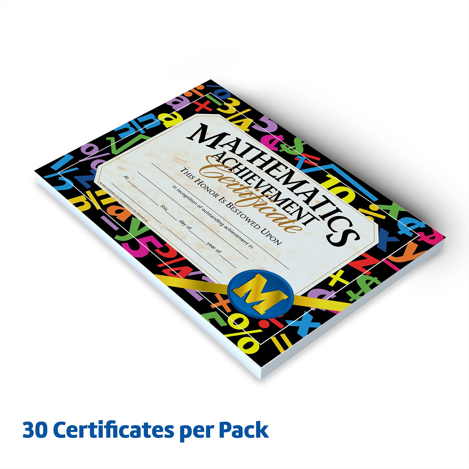 Mathematic Achievement Certificate, 8.5" x 11", Pack of 30