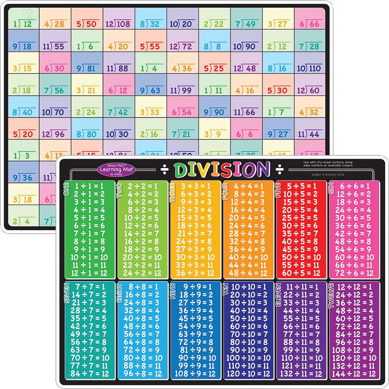 Smart Poly™ Learning Mat, 12" x 17", Double-Sided, Division