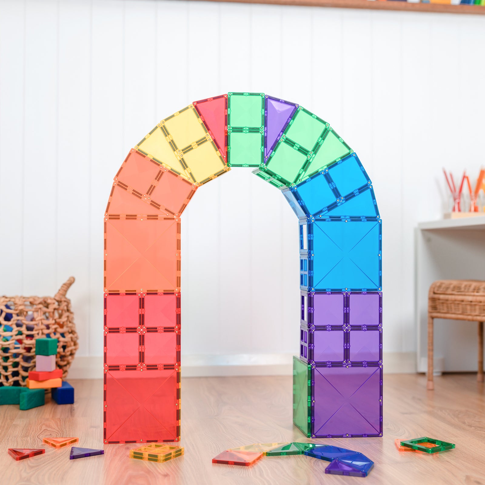 Magnetic Tiles Rainbow Starter Pack, 60 Pieces