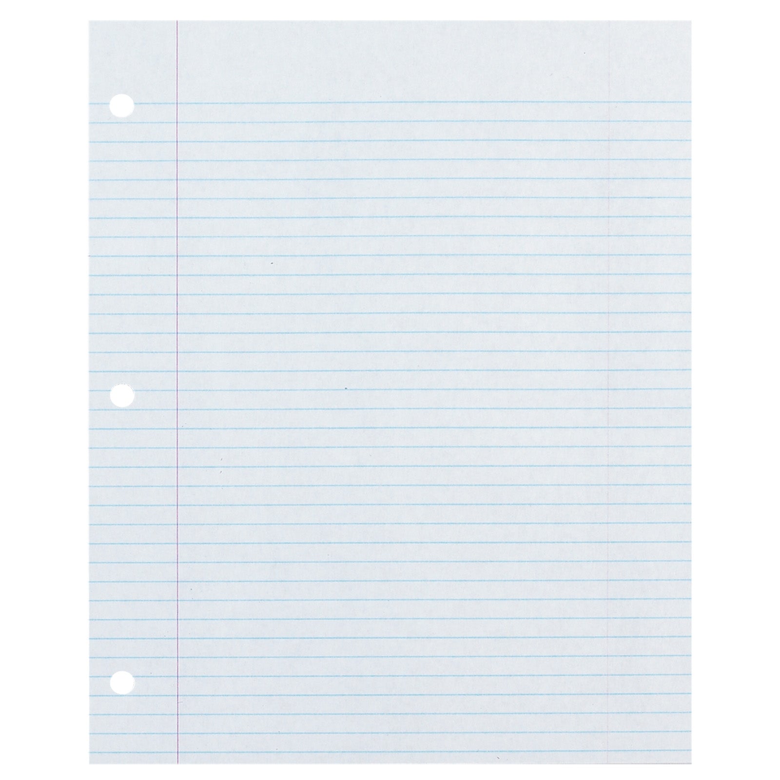 Recycled Filler Paper, White, 3-Hole Punched, 9/32" Ruled w/ Margin 8-1/2" x 11", 500 Sheets