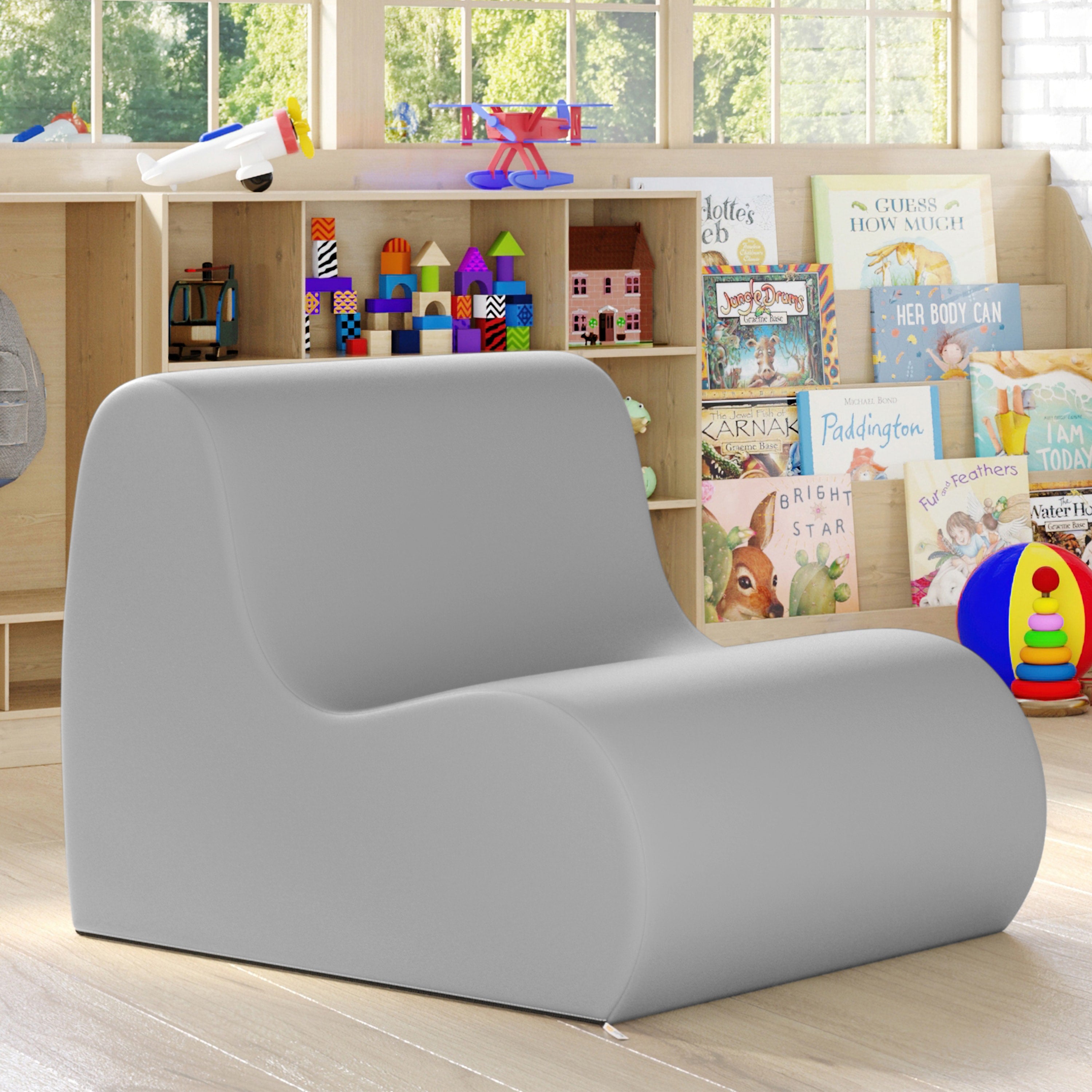 Jaxx Midtown Medium Classroom Soft Foam Chair - Premium Vinyl Cover - Submarine Grey