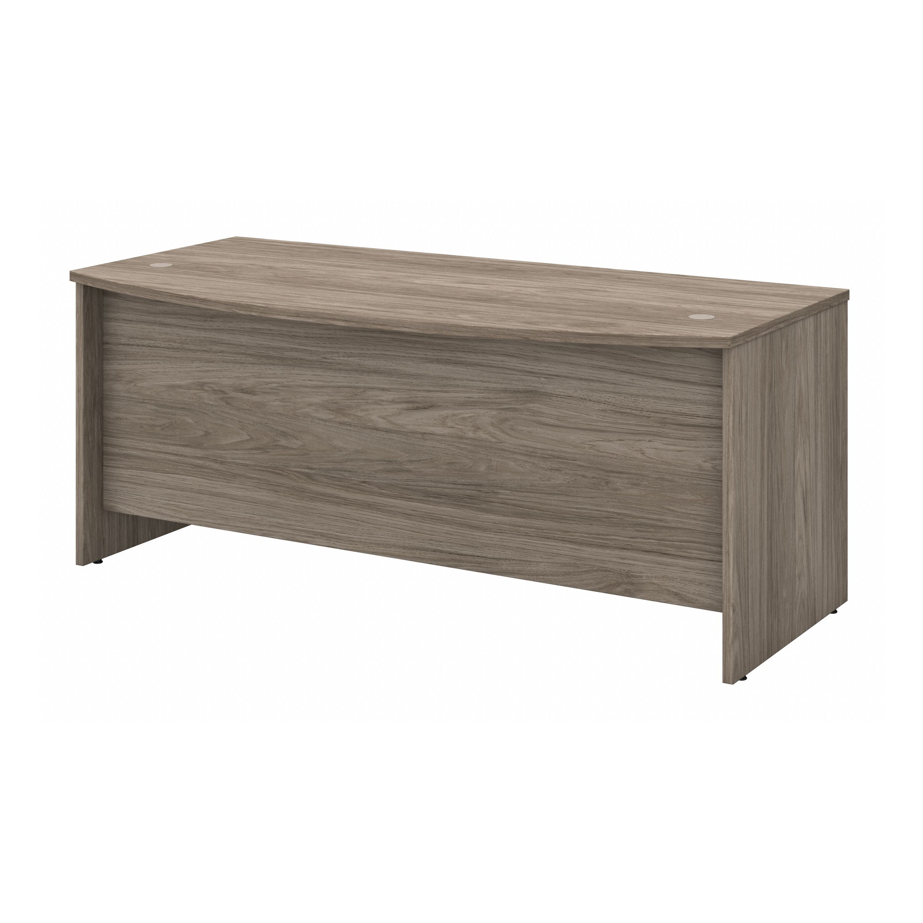 Bush Business Furniture Studio C 72W x 36D Bow Front Desk in Modern Hickory - 71.02" Width x 35.43" Depth x 29.84" Height
