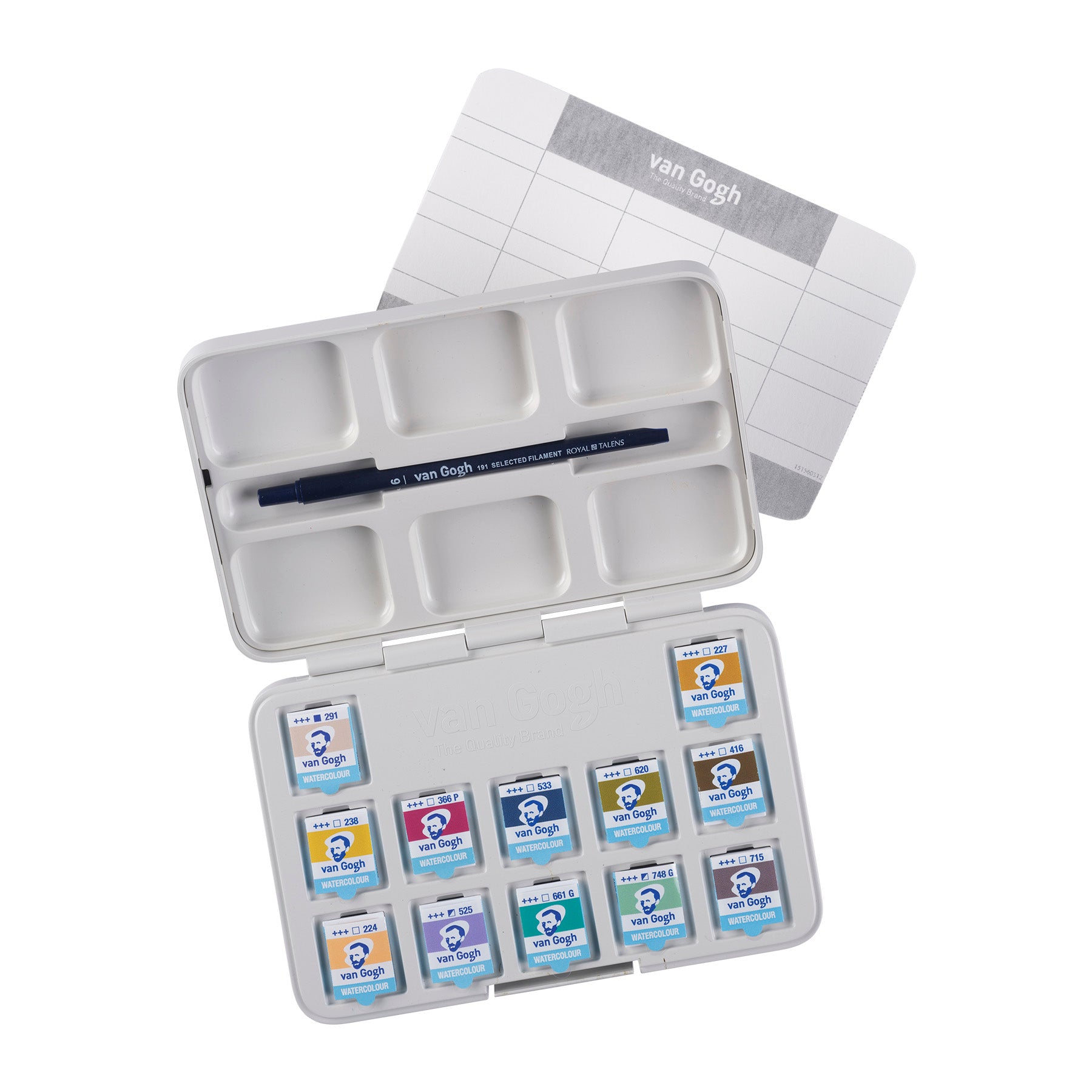 Watercolor Plastic Pocket Box, 12 Pan Muted Color Selection