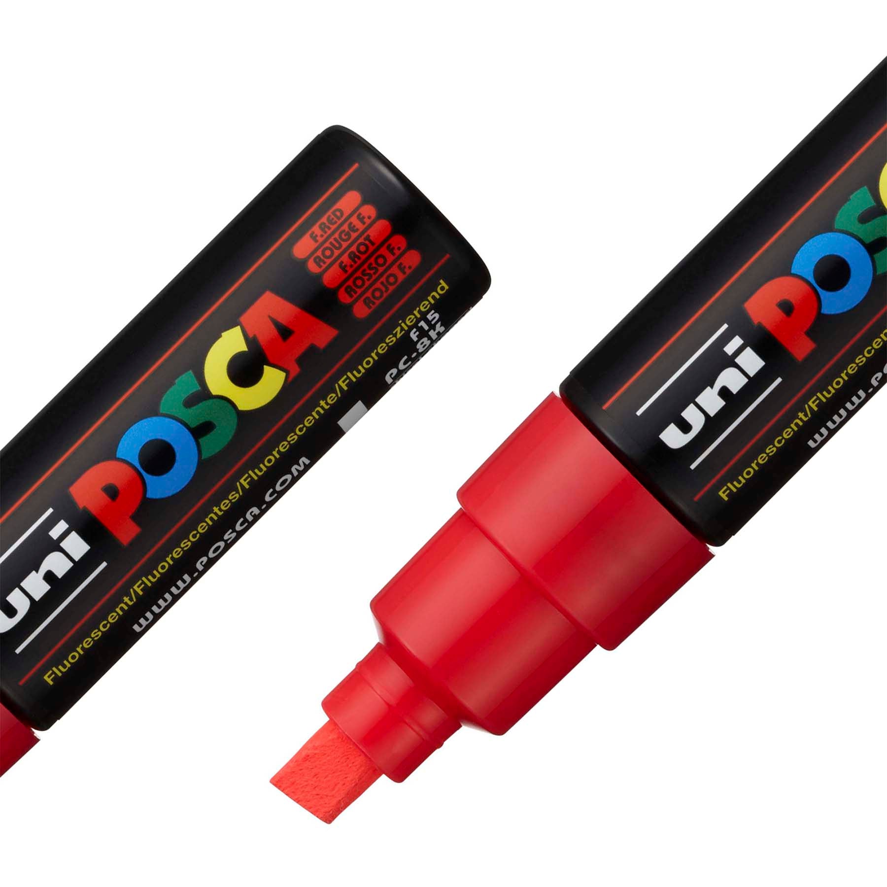 uni® POSCA PC-8K Water-Based Paint Markers, Broad Tip (8mm), Fluorescent Red