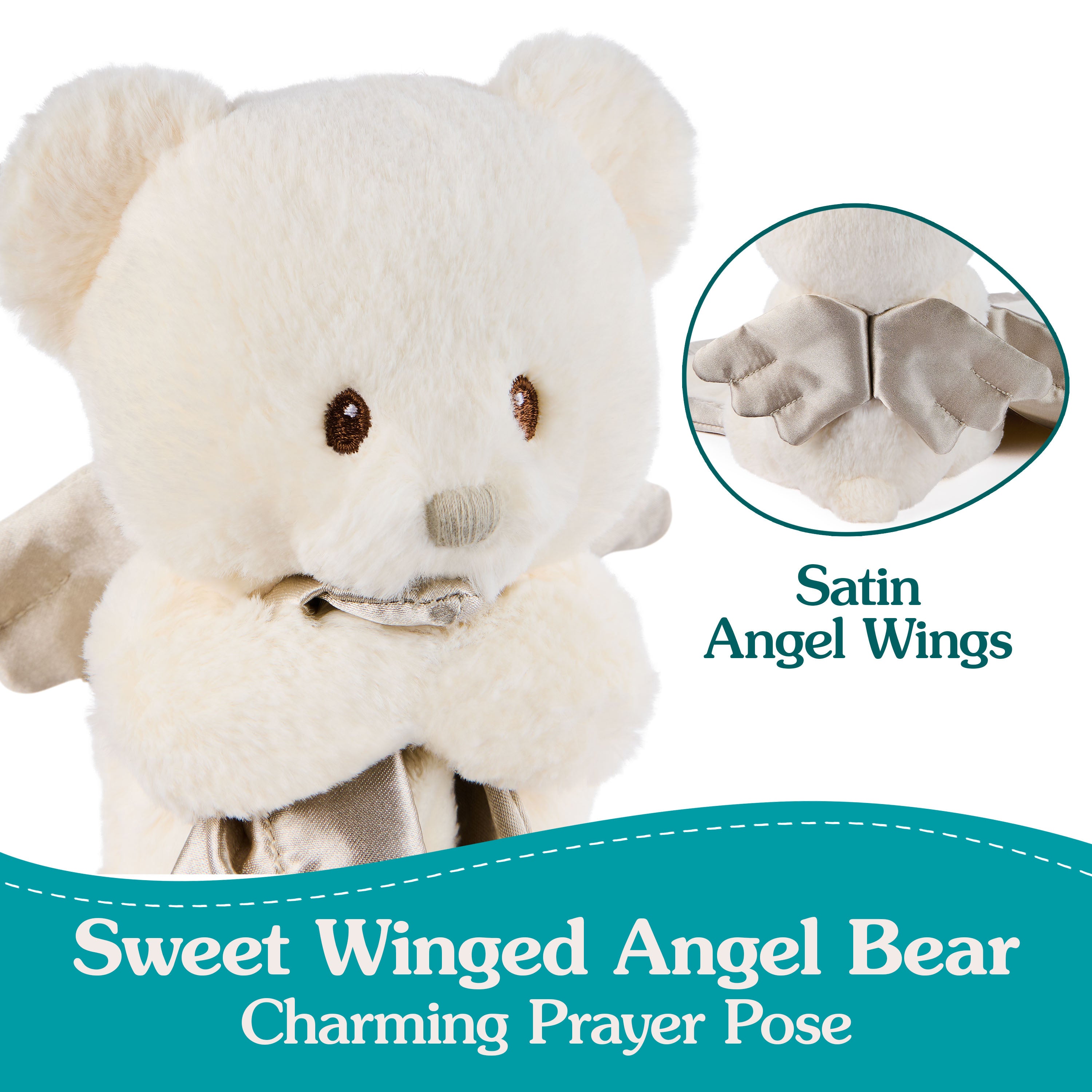 GUND Baby Angel Bear Lovey, Spiritual Teddy Bear Lovey Made from Recycled Materials, Plush Lovey Blanket for Babies and Newborns, White, 12”