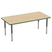 36" x 72" Rectangle T-Molding Activity Table with Adjustable Super Legs - Maple/Green/Black