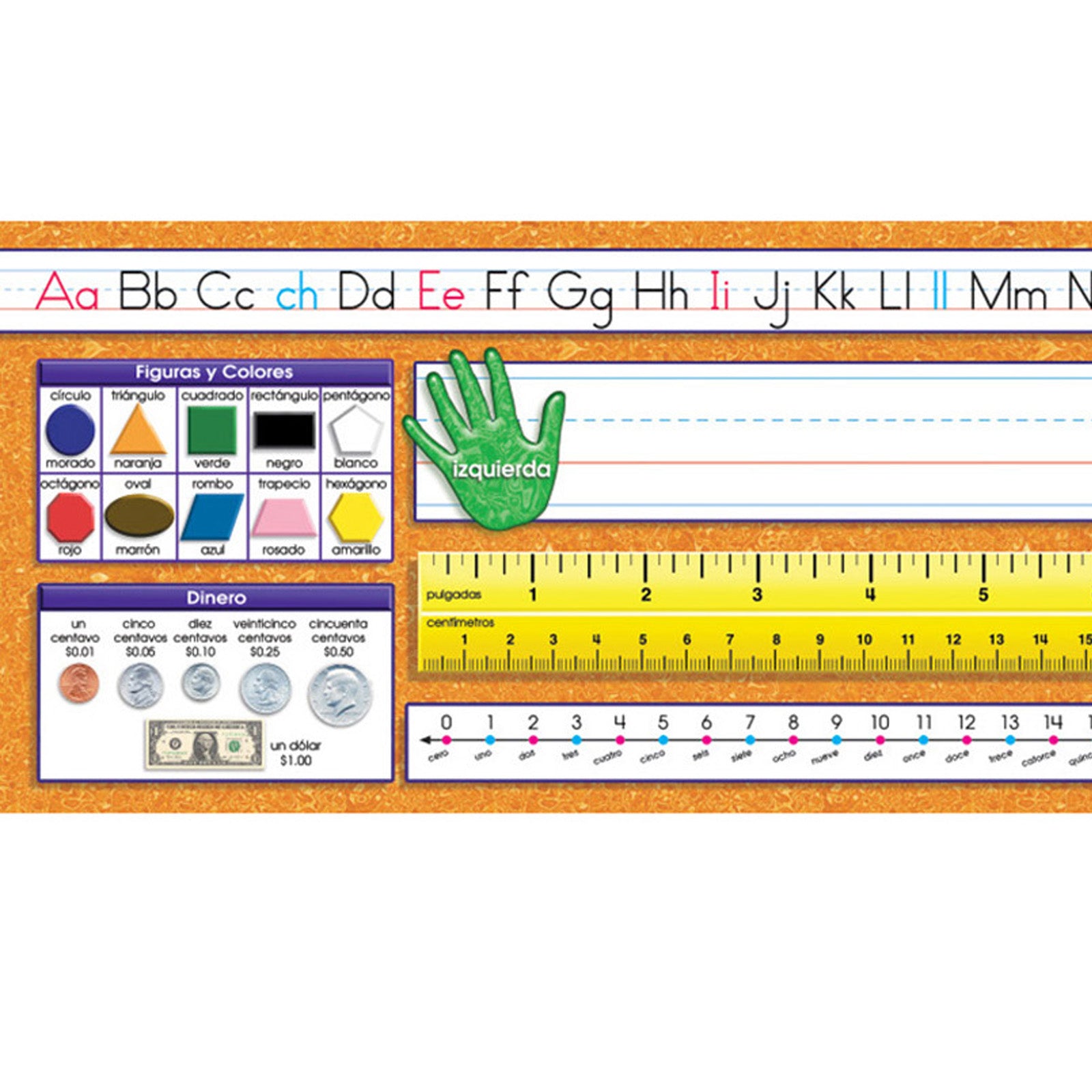 Traditional Manuscript Spanish Desk Plates, 19" x 5", Pack of 36