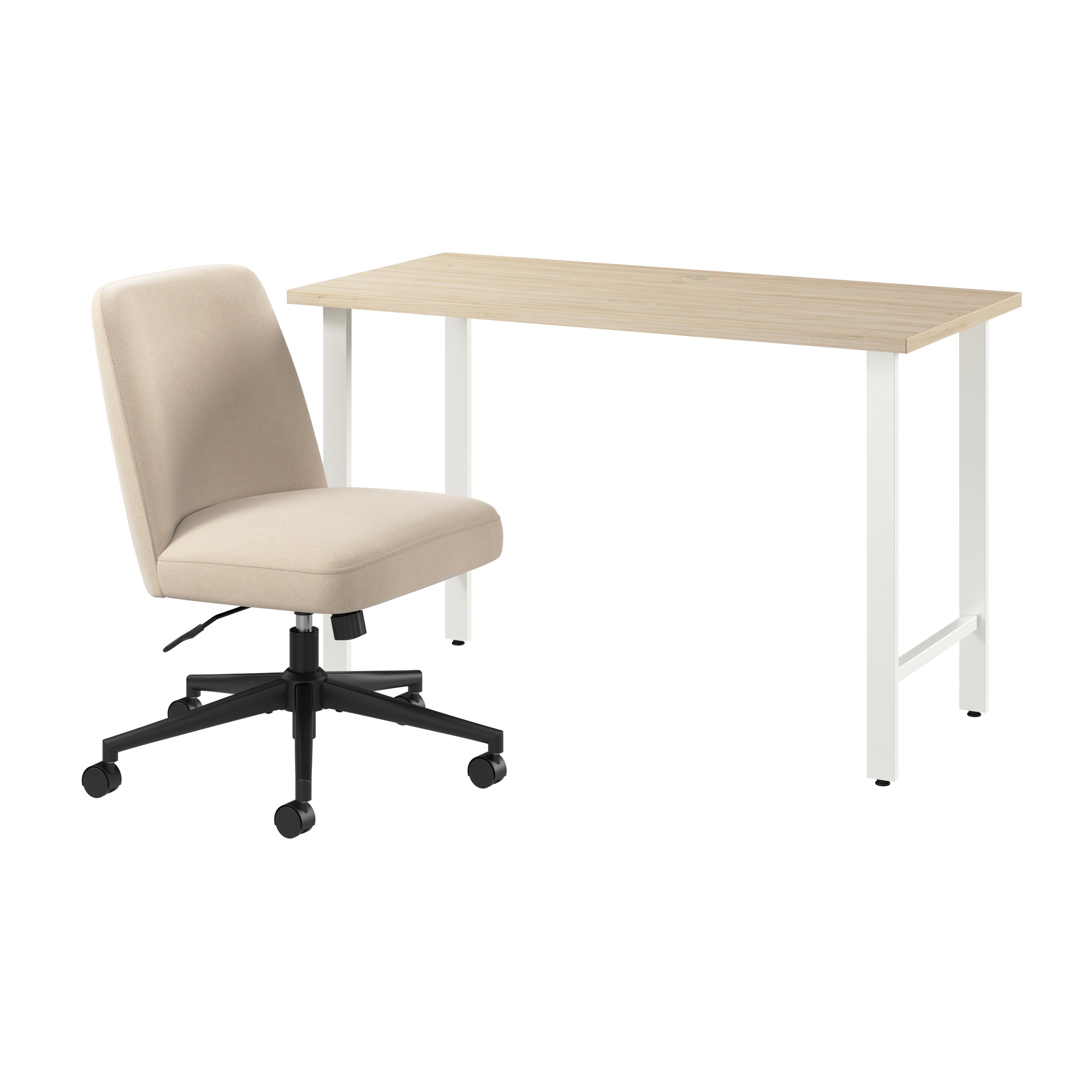Bush Home Hustle 48W x 24D Computer Desk and Chair Set in Natural Elm - 47.59" Width x 23.34" Depth x 31.1" Height