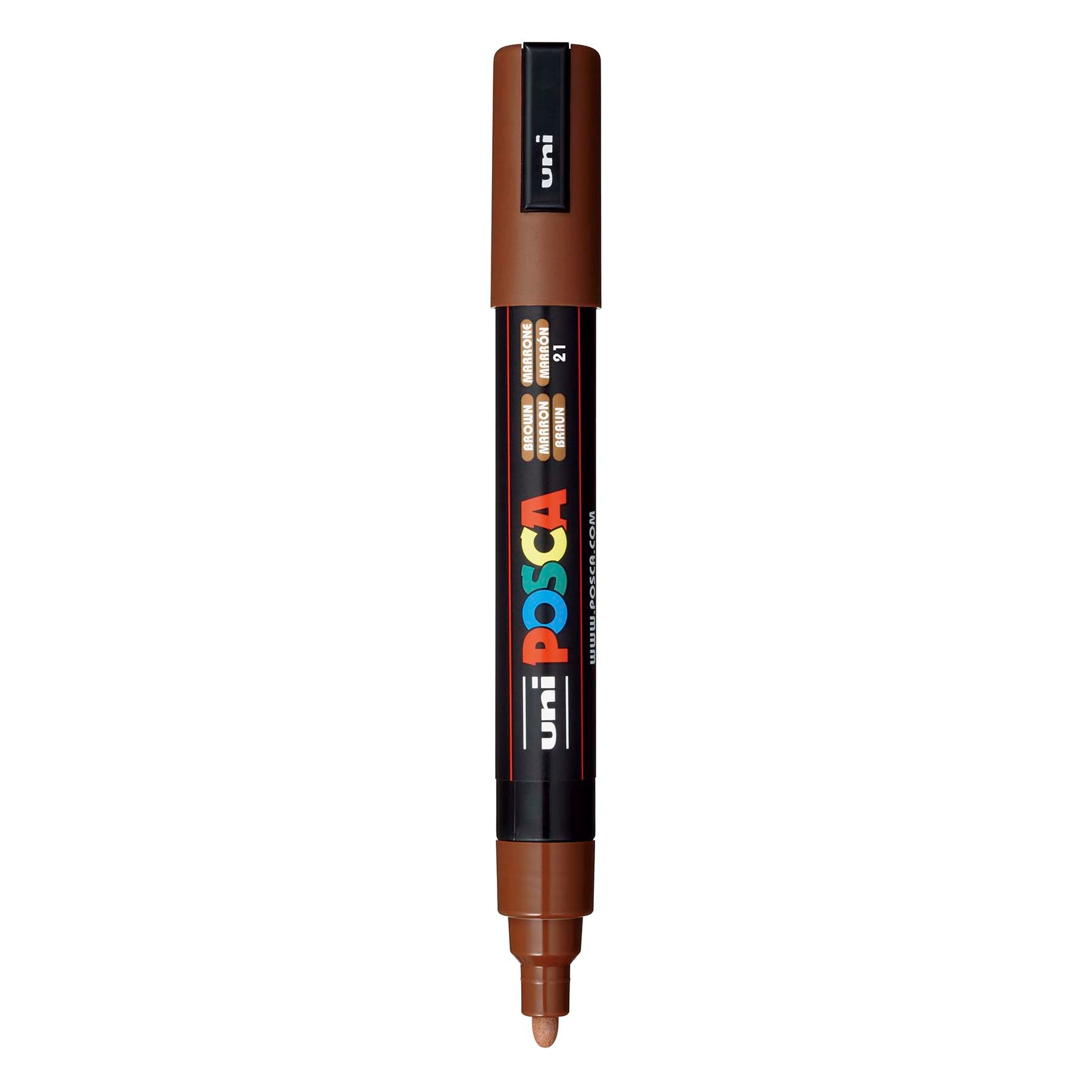 uni® POSCA PC-5M Water-Based Paint Markers, Reversible Medium Tip (1.8-2.5mm), Brown