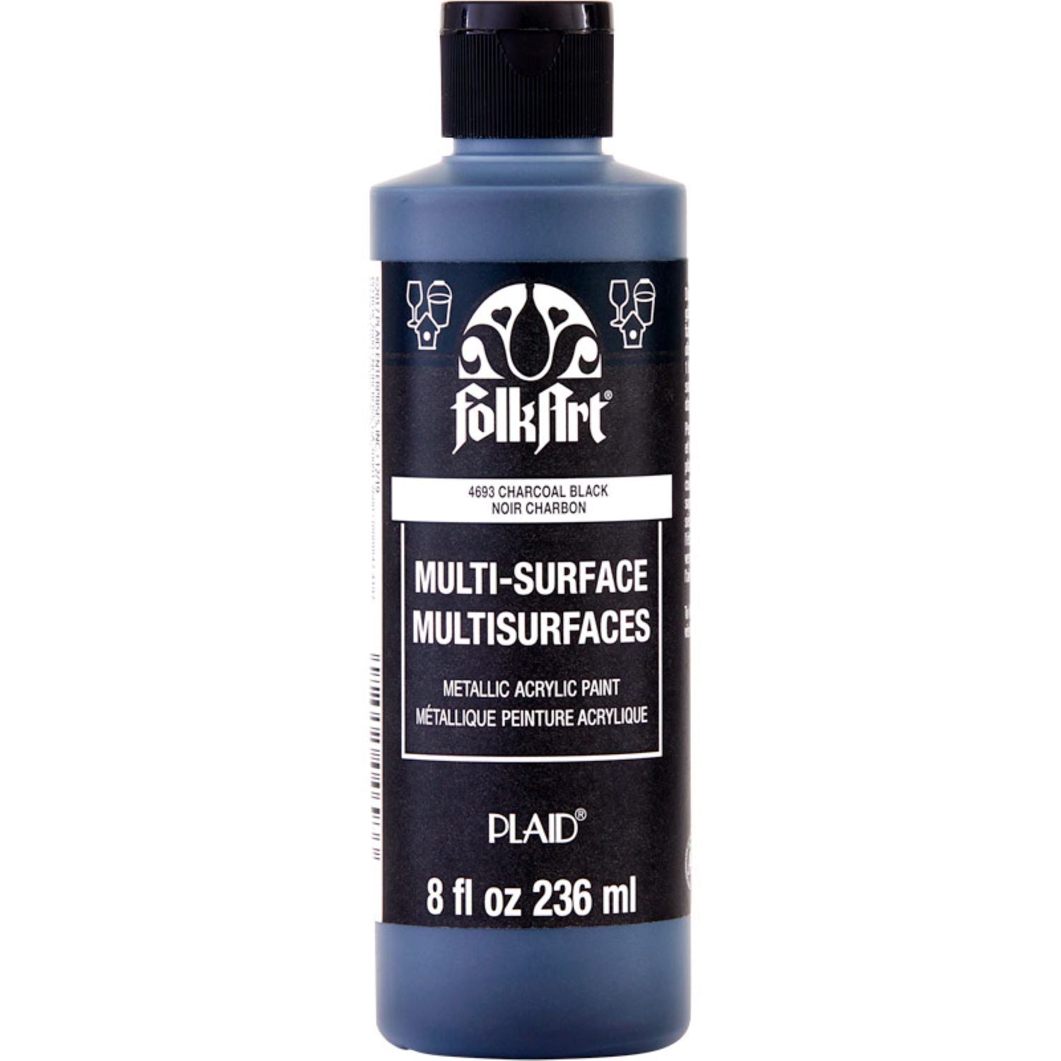 Acrylic Paint Metallic, 8oz., Charcoal Black