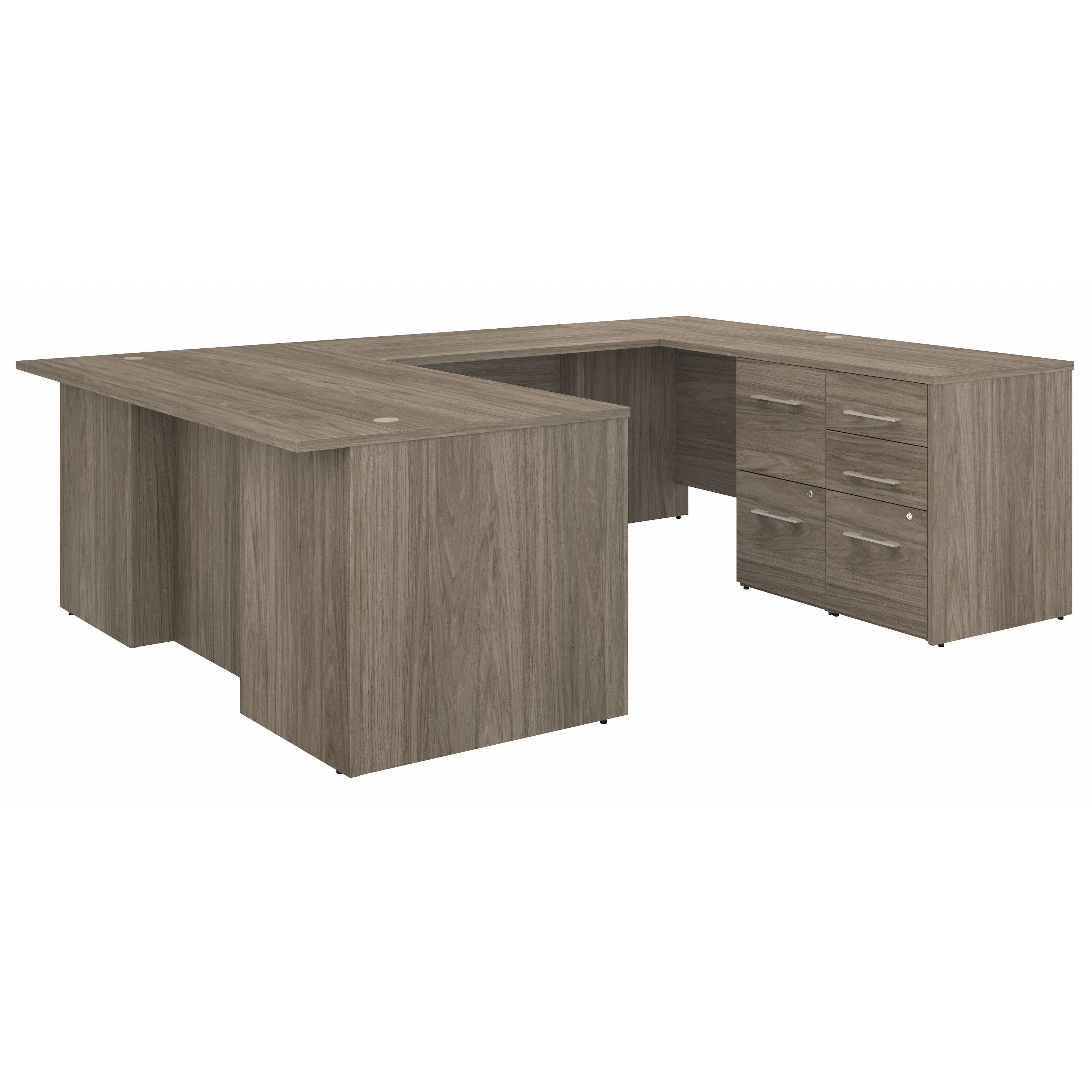 Bush Business Furniture Office 500 72W U Shaped Executive Desk with Drawers in Modern Hickory - 71.02" Width x 100.43" Depth x 29.82" Height