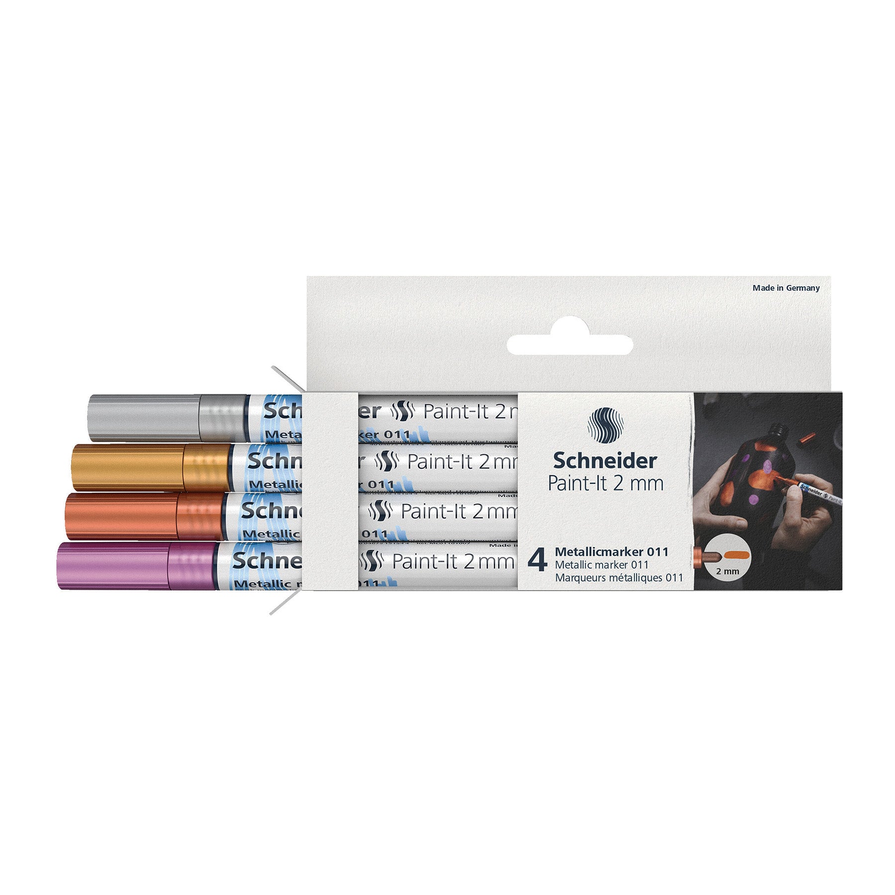 Paint-It 011 Metallic Markers, 2 mm Tip, Wallet, 4 Assorted Ink Colors (Set 1)