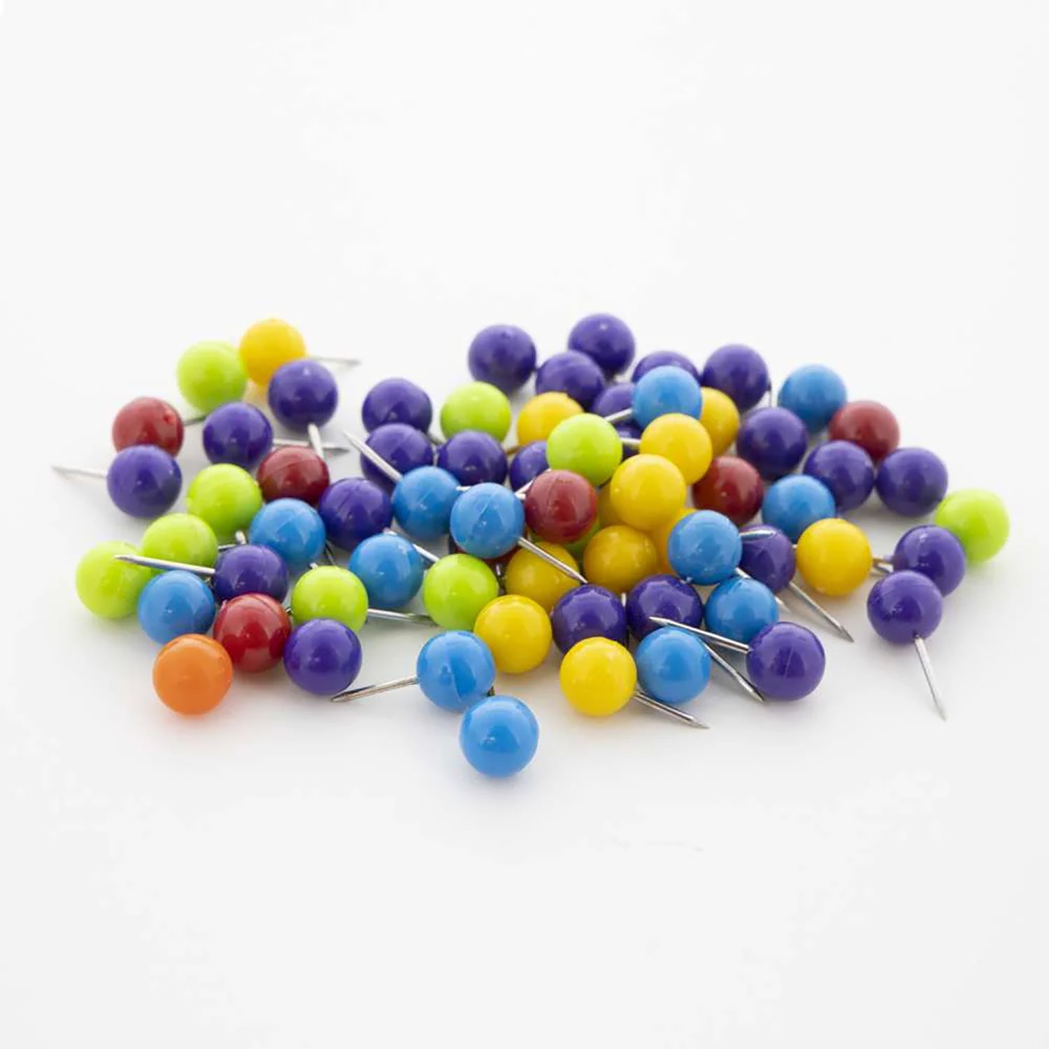Round Push Pins, Assorted Color, Pack of 80