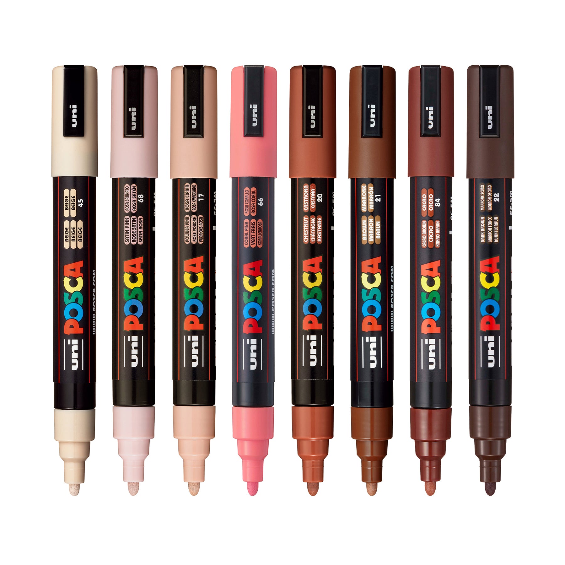 uni® POSCA PC-5M Water-Based Paint Markers, Reversible Medium Tip (1.8-2.5mm), Portrait Colors, 8 Pack